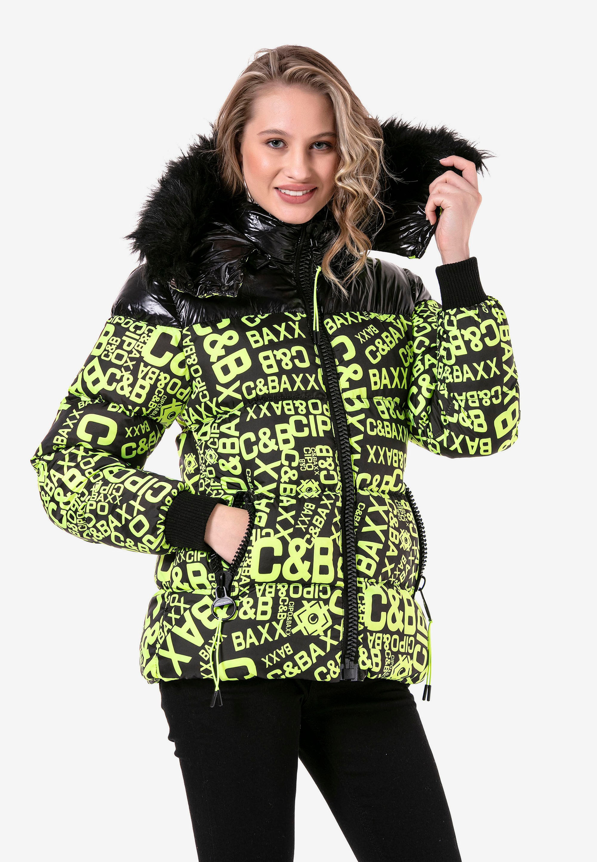 Cipo & Baxx Steppjacke, mit modischem Allover-Print