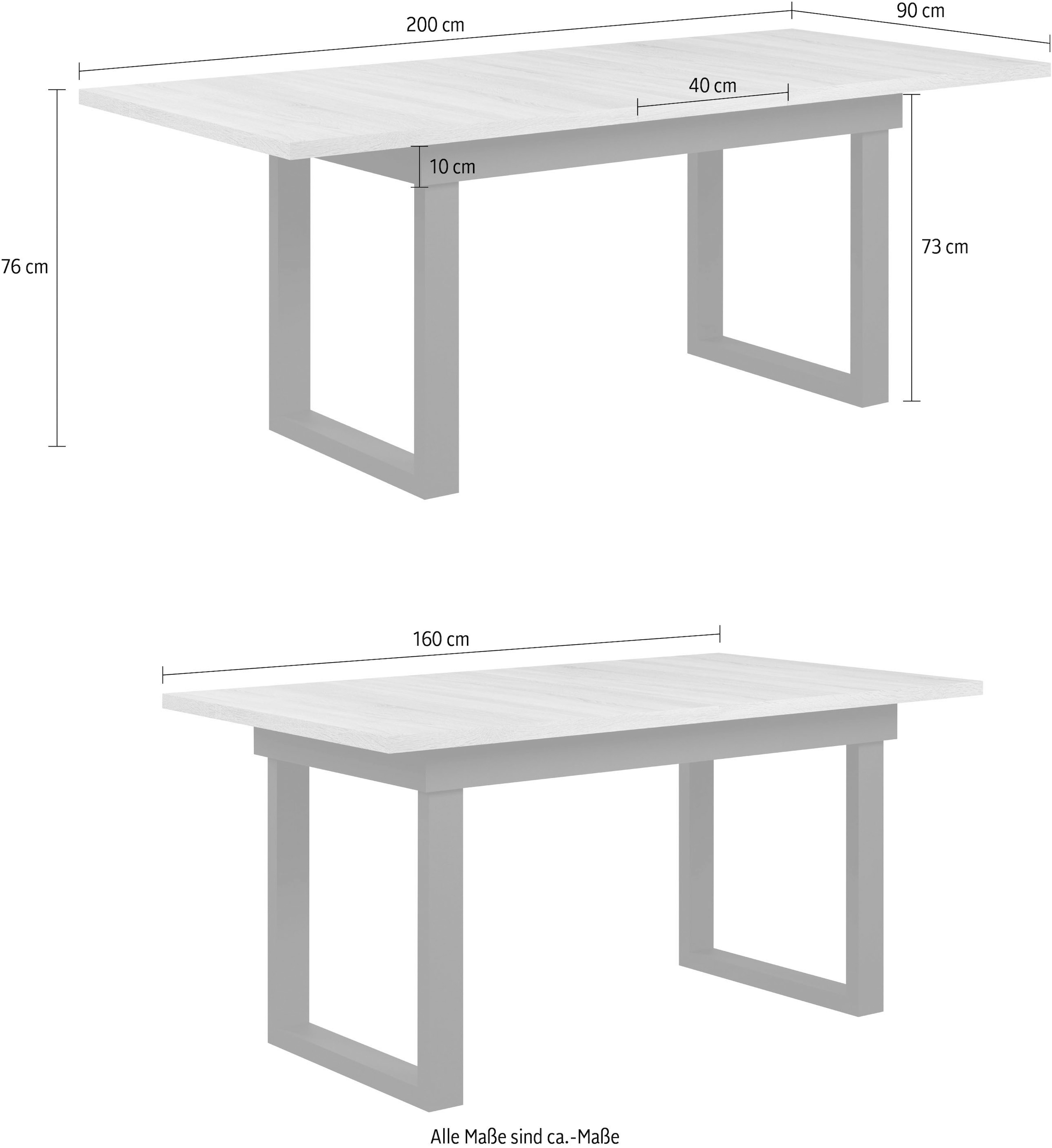Home affaire Esstisch »Valencia« 1 Stk. tlg. Synchroauszug; Metallkufen, ausziehbar auf 200 cm