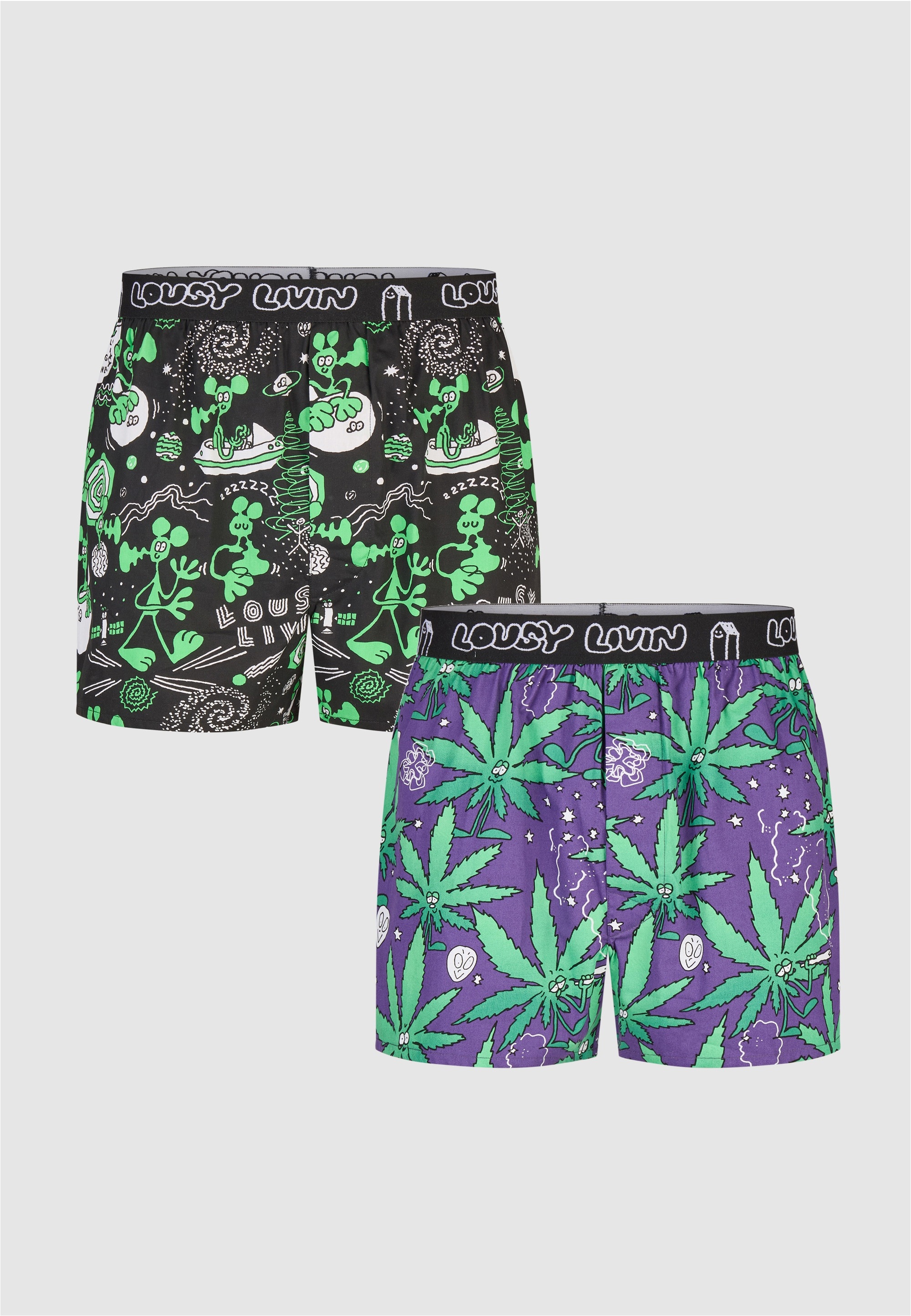 Lousy Livin Boxershorts »2Pack Boxershorts Outer Weedy«, 2er-Pack im lockeren Schnitt