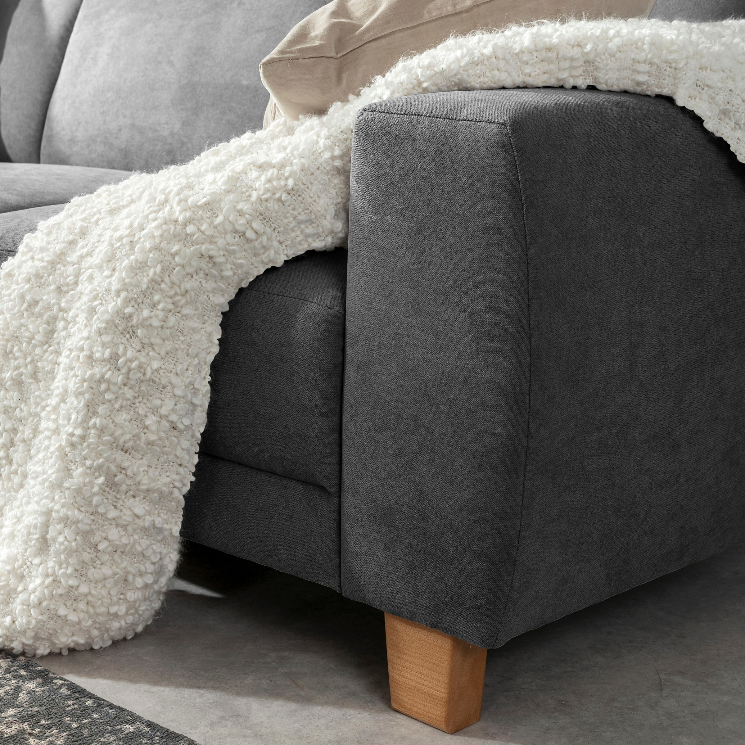 Max Winzer® Ecksofa »Blackpool modern, mittlere Sitzhärte mit hochwertiger Schaumpolsterung«, Lounge-Charakter durch niedrigen, leicht gewölbten Rücken