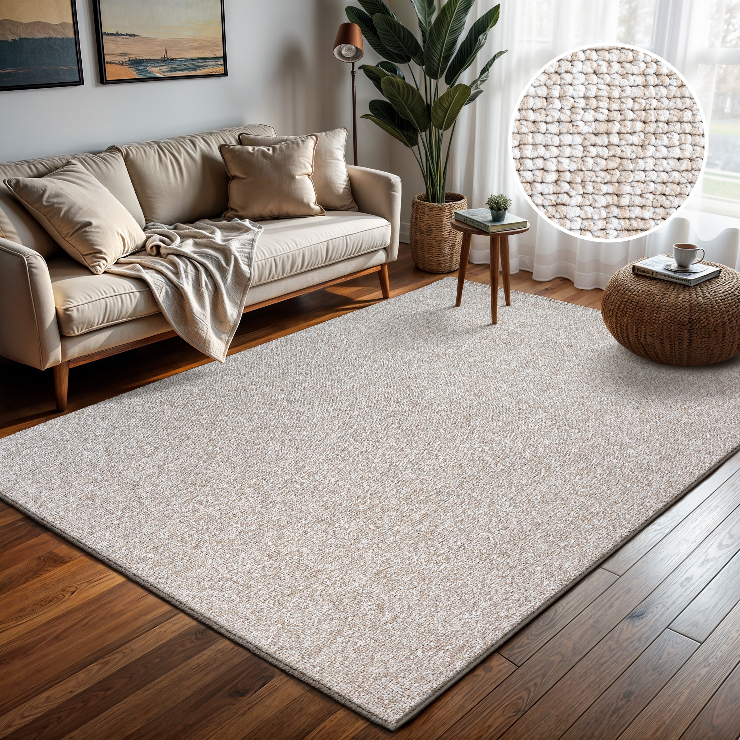 Sanat "Lora Plus, auch als Läufer" rechteckig 5 mm Höhe Kurzflor, uni, gekettelt, Wohnzimmer, Kinderzimmer