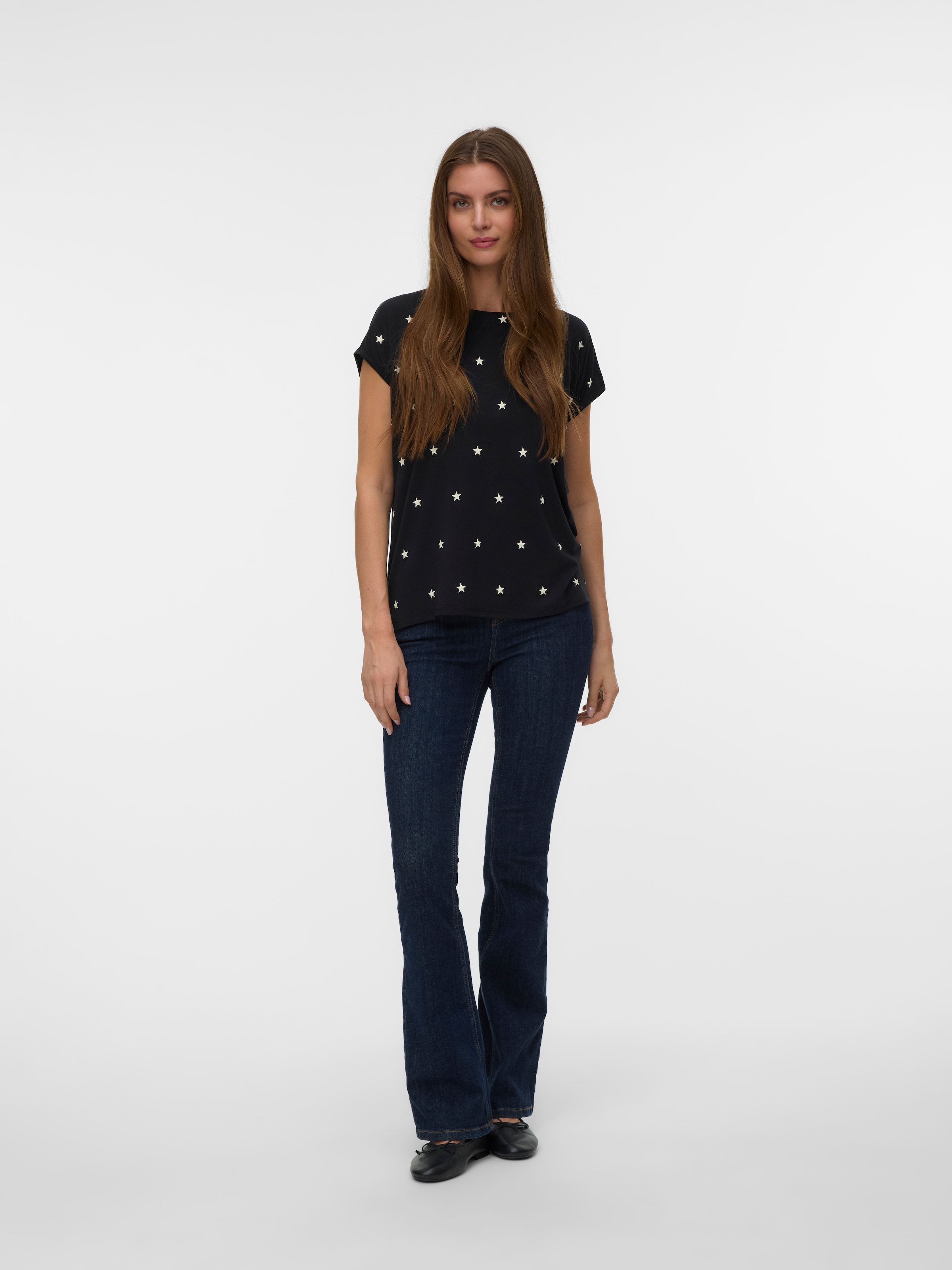 Vero Moda Kurzarmshirt »VMAVA SS TOP MULTI AOP NOOS« Materialmix, regular fit