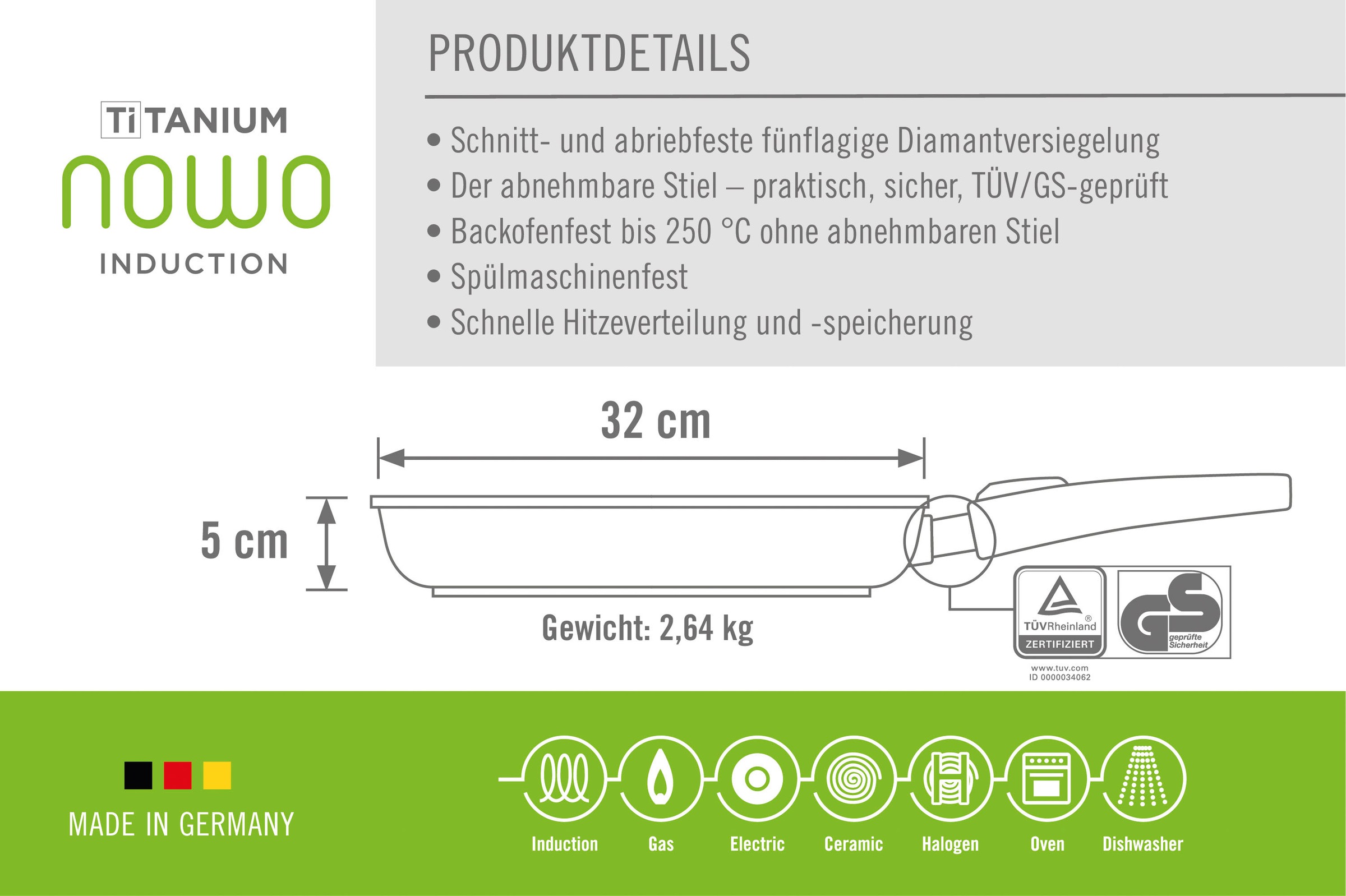 WOLL MADE IN GERMANY Bratpfanne »Nowo Titanium«, Aluminiumguss, (1 tlg.), Induktion, Made in Germany