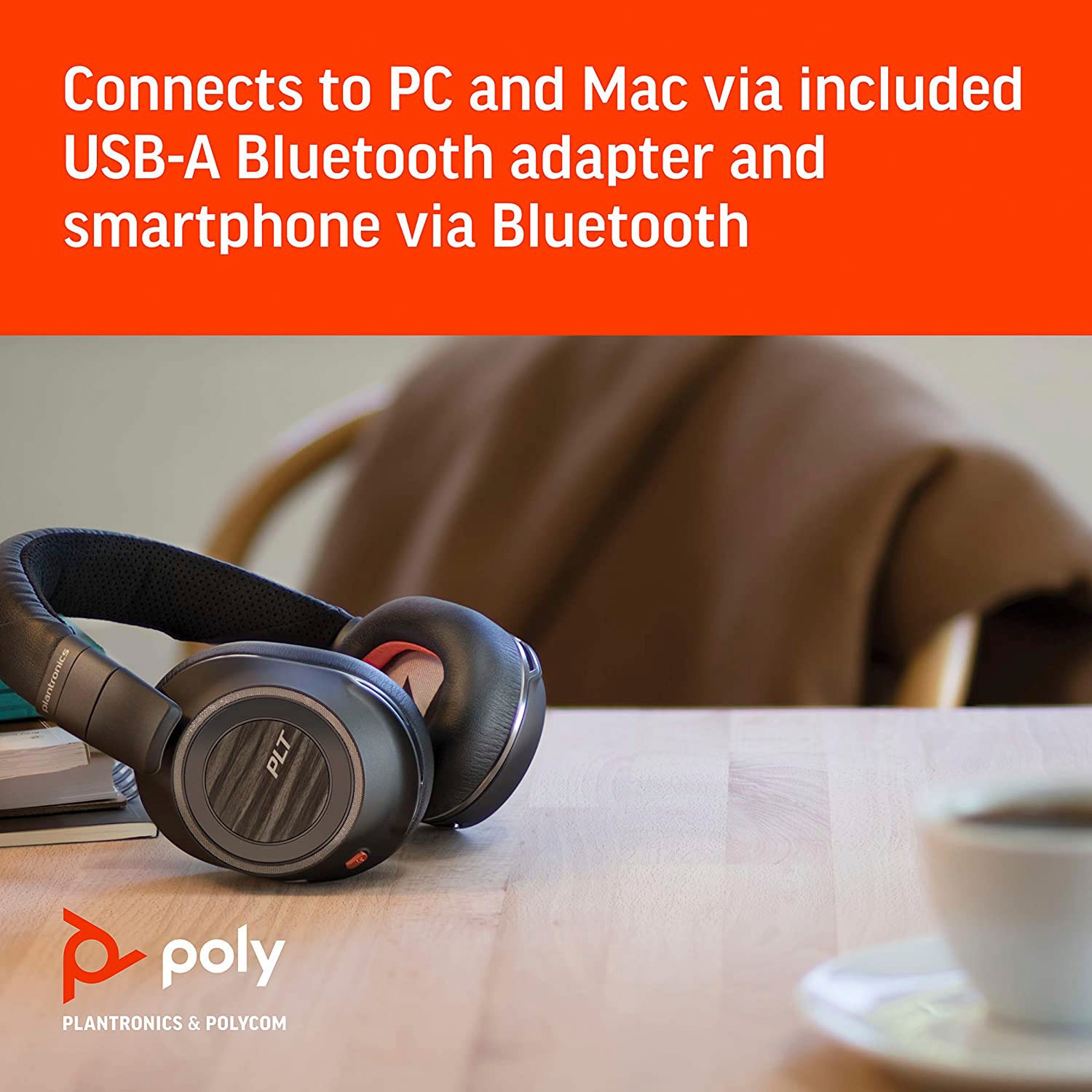 Poly Wireless-Headset »Voyager 8200 UC«, A2DP Bluetooth (Advanced Audio Distribution Profile)-AVRCP Bluetooth (Audio Video Remote Control Profile)-HFP-HSP, integrierte Steuerung für Anrufe und Musik-Noise-Cancelling