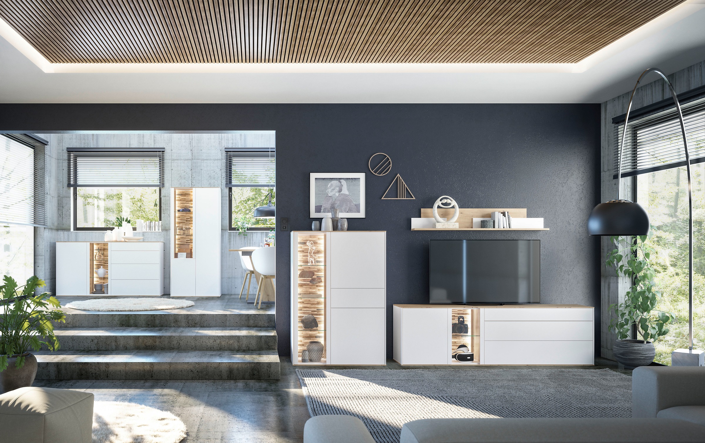 Mäusbacher Highboard Faro Highboard B 101 cm, inkl.Beleuchtung, Push to ope günstig online kaufen