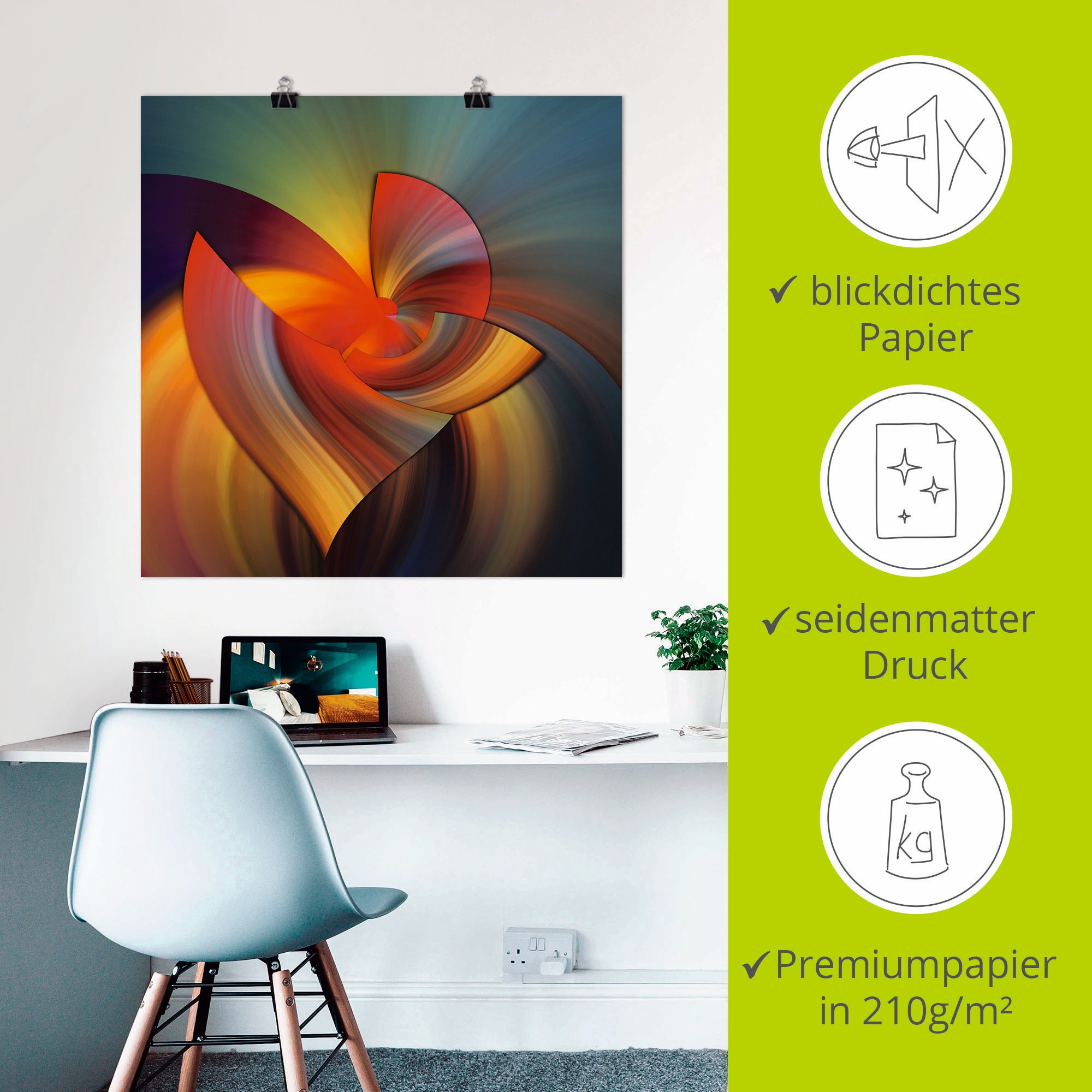 Poster ARTLAND "Abstraktes in bunt", gelb (farbe bild(er): gelb), B:30cm H:30cm, Bilder, Poster, ohne Rahmen 3