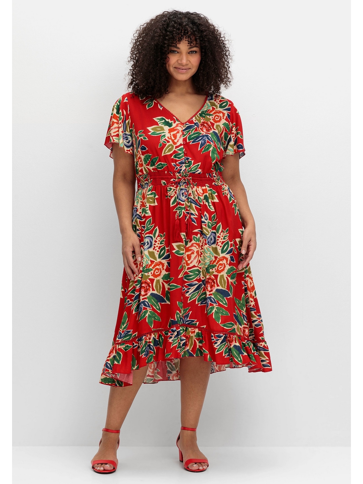 sheego by Joe Browns Druckkleid "Große Größen", mit Blumenmuster und Volant günstig online kaufen