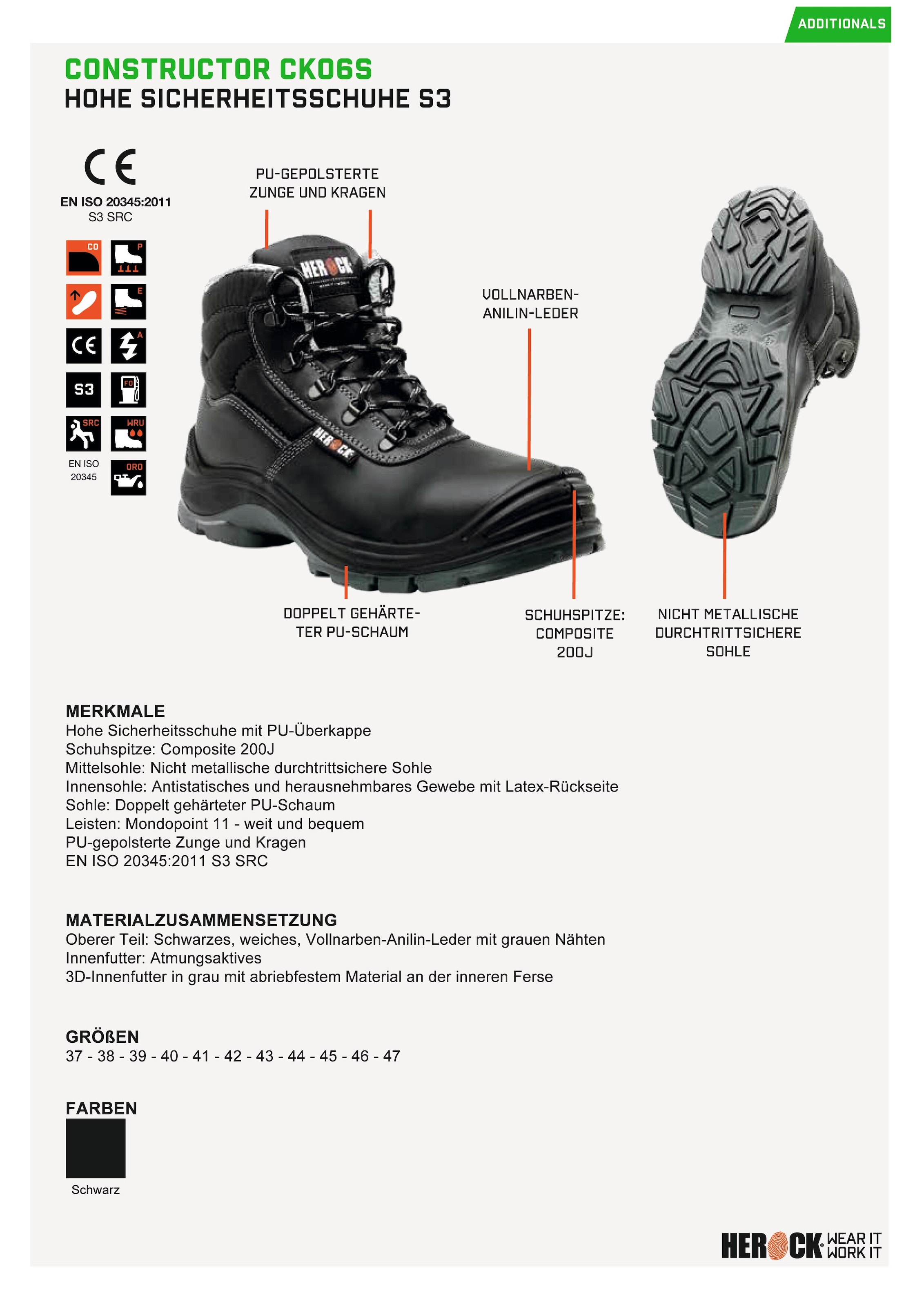 Herock Sicherheitsschuh »Constructor High Schuhe«, kaufen BAUR S3, Compo | S3 und bequeme PU-Überkappe, weite Leisten online