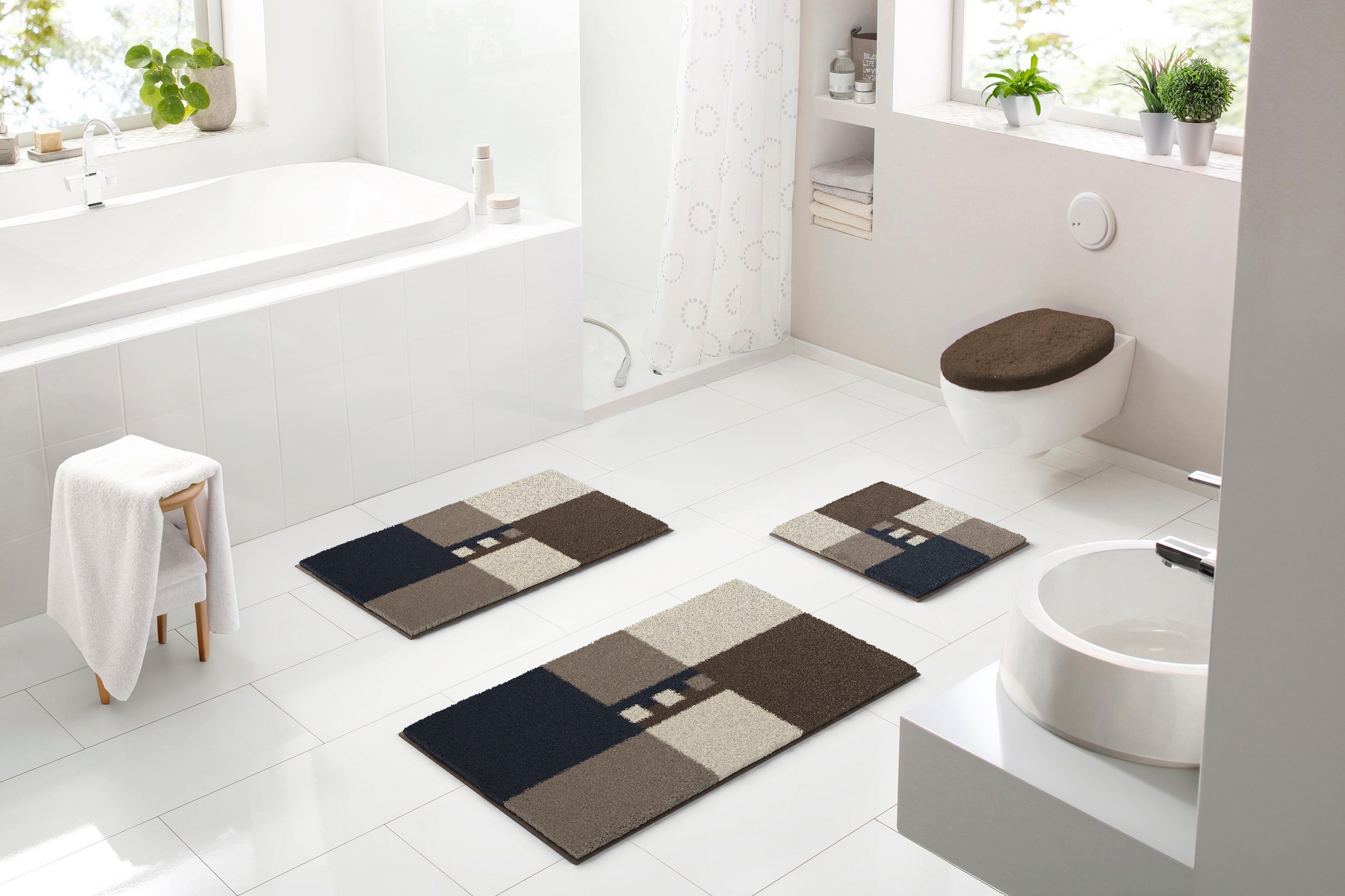 Linea Due Badematte "Merkur" Höhe 18 mm rutschhemmend beschichtet fußbodenheizungsgeeignet