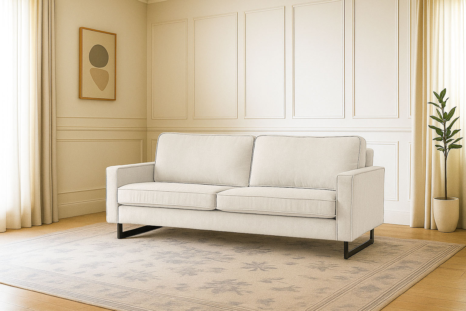 OTTO home 3-Sitzer "Pinto, 206 cm, Cord, Chenille, Lederoptik" mit Keder, schwarze Metallfüße, Wellenunterfederung