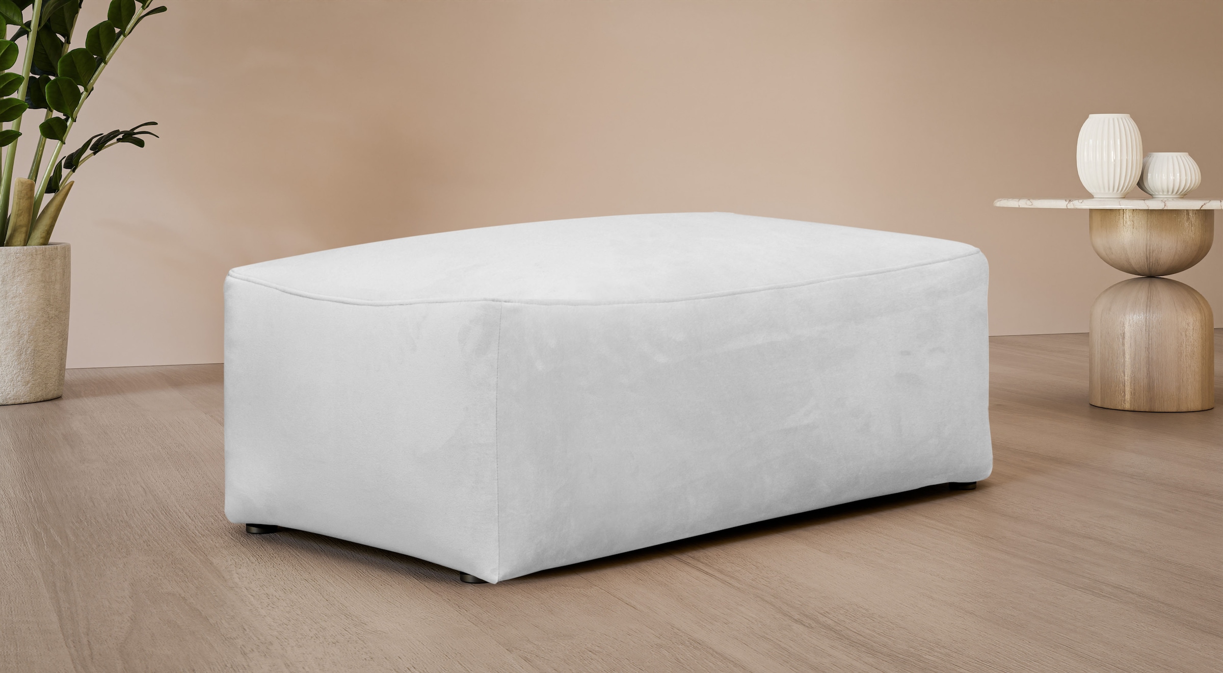 Polsterhocker "YANI Sitzhocker mit Wellenunterfederung, Maße B/T/H: 126/65/46 cm", grau (hellgrau), B:126cm H:46cm T:65cm, 100% Polyester, LEGER HOME BY LENA GERCKE, Hocker, Polsterhocker, großer Hocker passend zur Serie Yani, in hochwertiger Verarbeitung