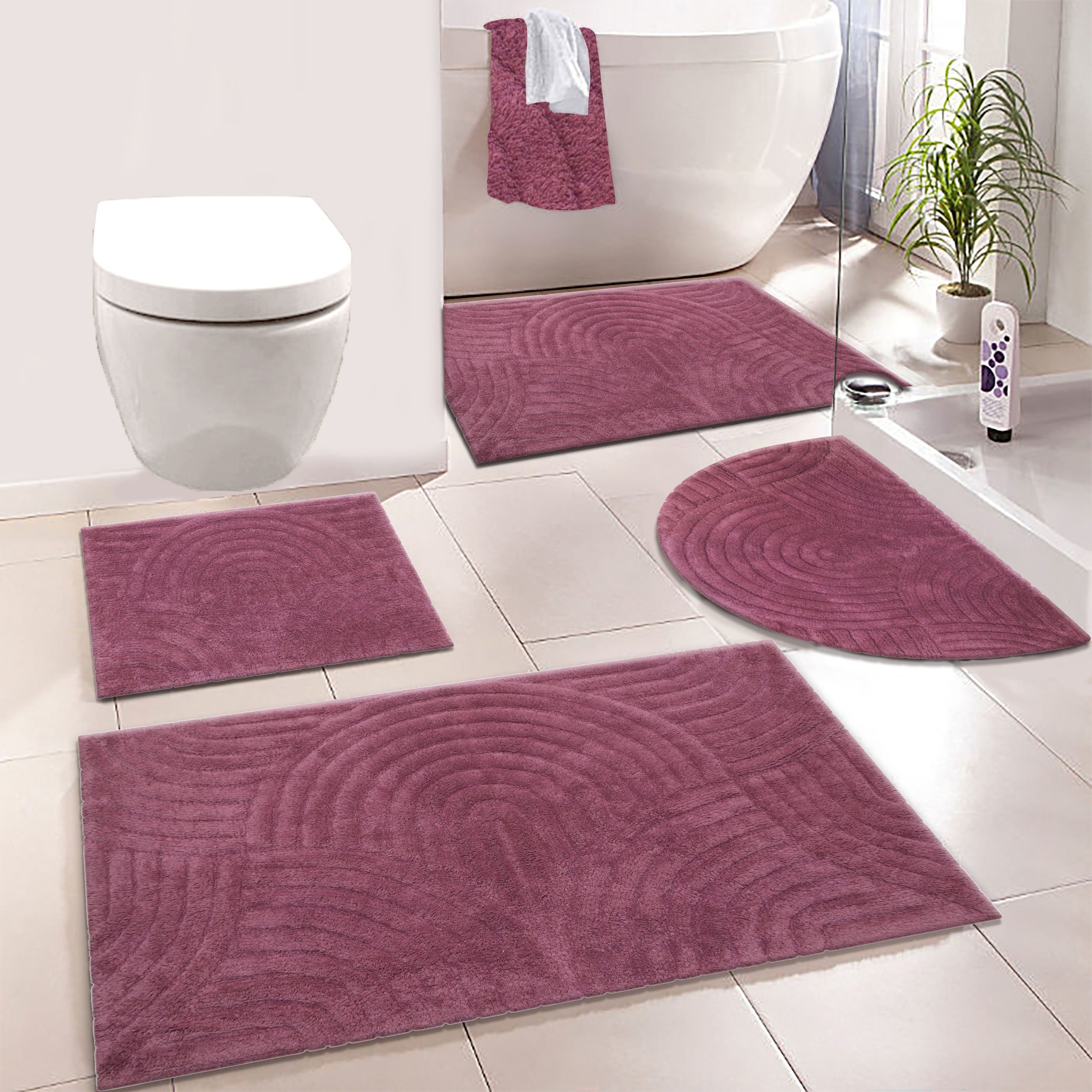 my home "Juna, Badvorleger, Badezimmer Teppich, Zen, Scandi, Boho" Höhe 15 mm rutschhemmend beschichtet fußbodenheizungsgeeignet Baumwolle, Hoch-Tief-Effekt, weich