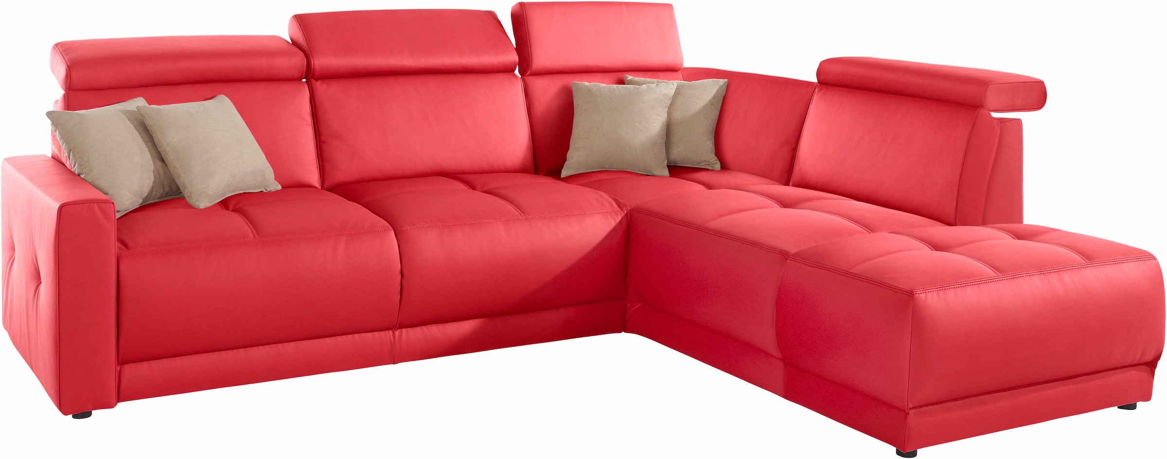 DOMO collection Ecksofa »Ava, moderne Sitzheftung mit toller Doppelnaht, komfortabel, L-Form«, mit Ottomane, inkl. Federkern, wahlweise mit Kopfteilverstellungen
