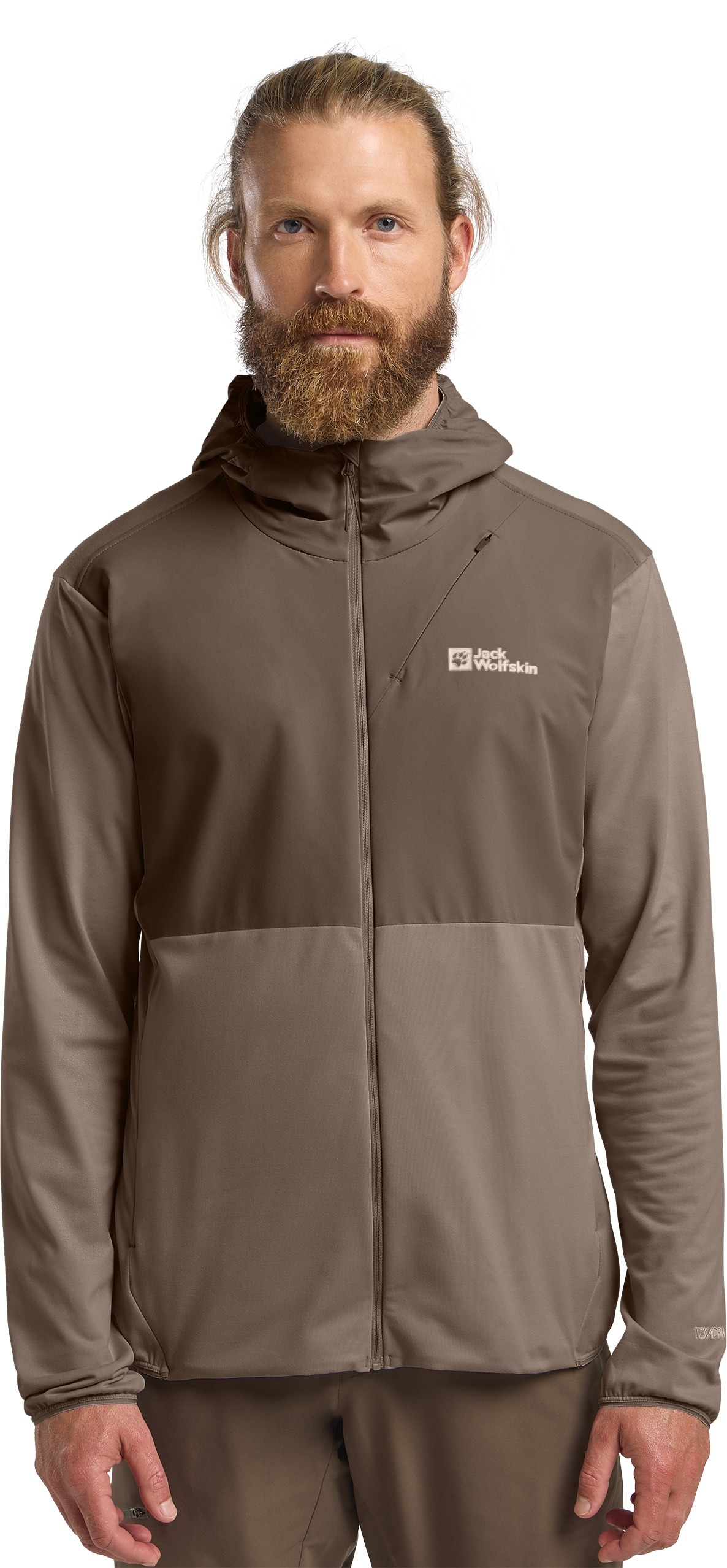 Jack Wolfskin Kapuzenfleecejacke "PRELIGHT TRAIL HOODY M" mit Kapuze mit zusätzlicher Schicht am Oberkörper, aus TEXADRI-Fleece
