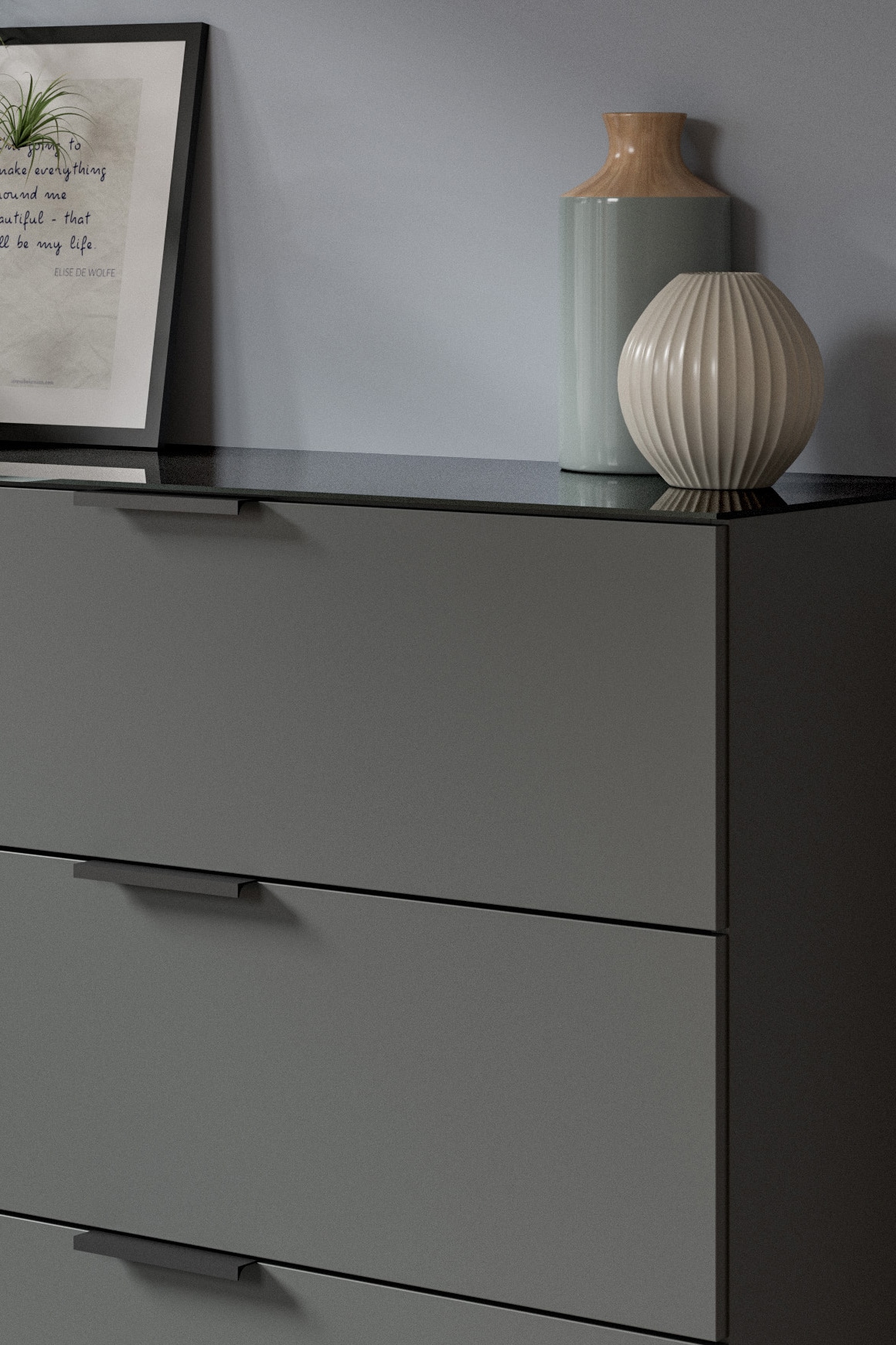 INOSIGN Kommode »Raio, Breite 90 cm, 2 Türen, 2 Einlegeböden, Oberboden mit Glasplatte«, Anrichte, Sideboard, Highboard, Schrank