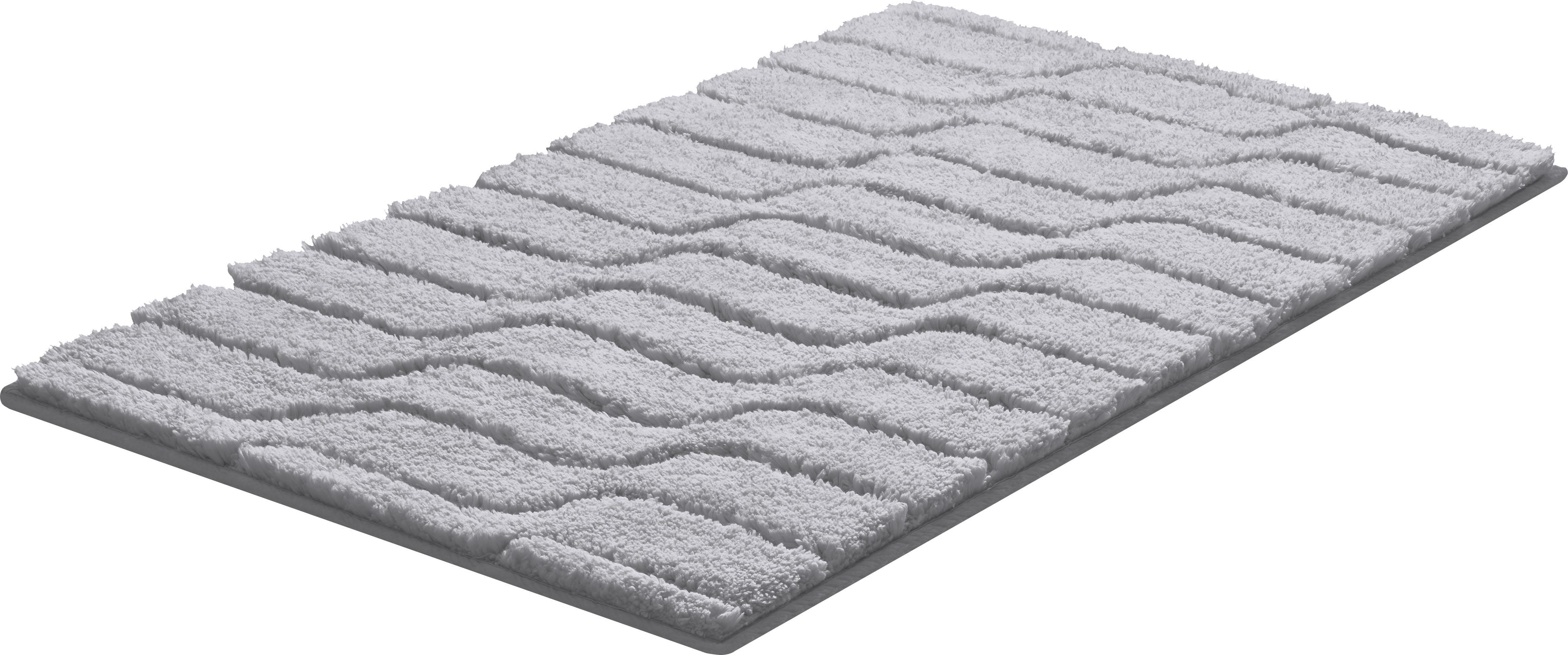 Grund Badematte "Vogue" Höhe 24 mm rutschhemmend beschichtet fußbodenheizungsgeeignet dichter Flor, Hoch-Tief-Effekt, Wellen-Design