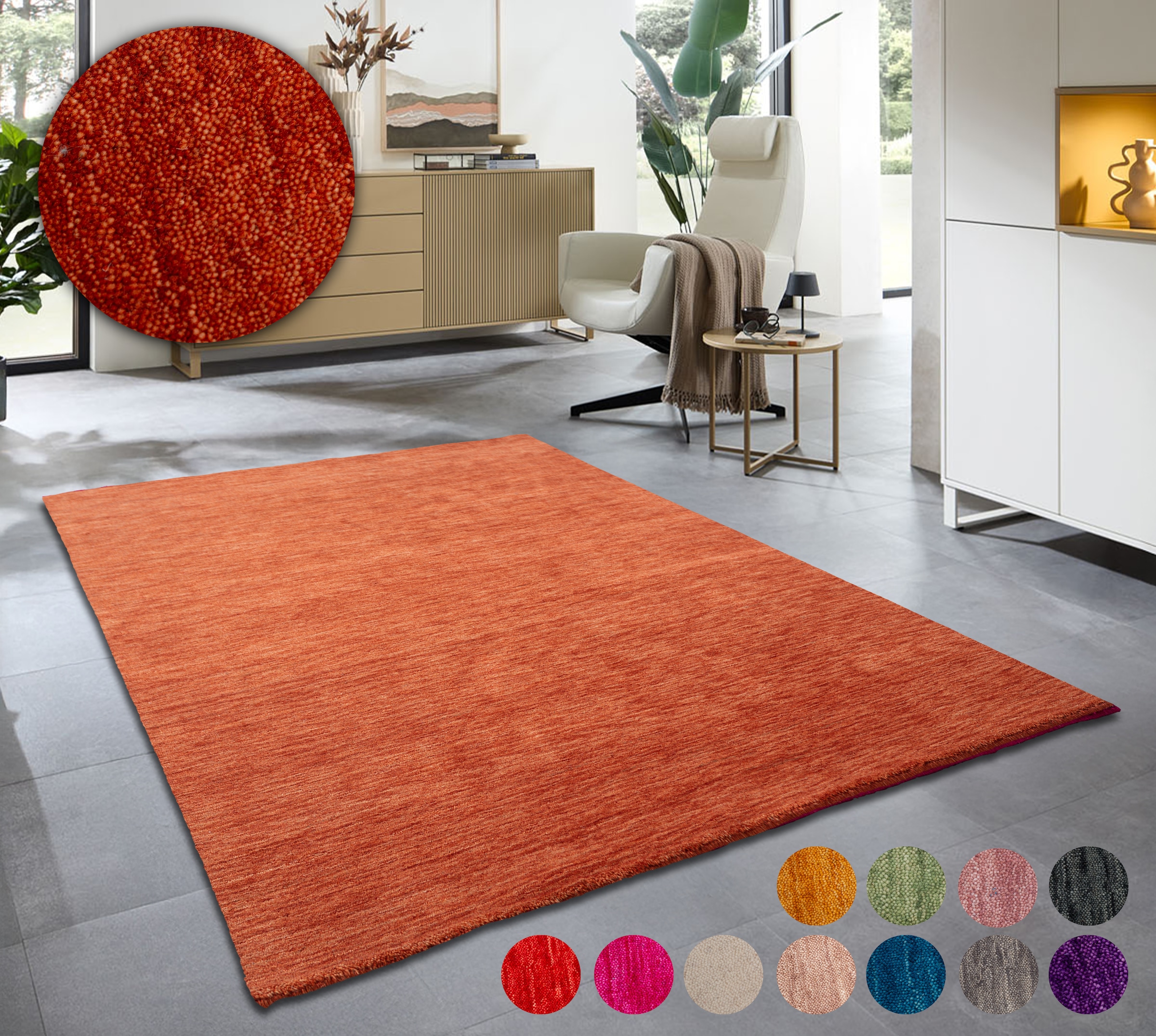 OTTO home Wollteppich "Karchau, Handwebteppich" rechteckig 13 mm Höhe reine Wolle, meliert, handgewebt, brilliante Farben