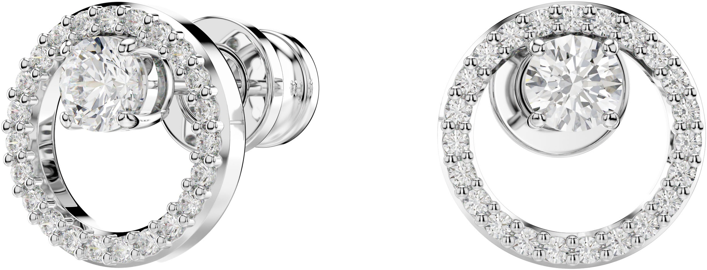 Paar Ohrstecker SWAROVSKI "Constella Pavé", silber (metallfarben, kristallweiß, kristallweiß), Ohrringe, Damen, 10,2mm, Metall, mit Swarovski Zirkonia (synth.) 7