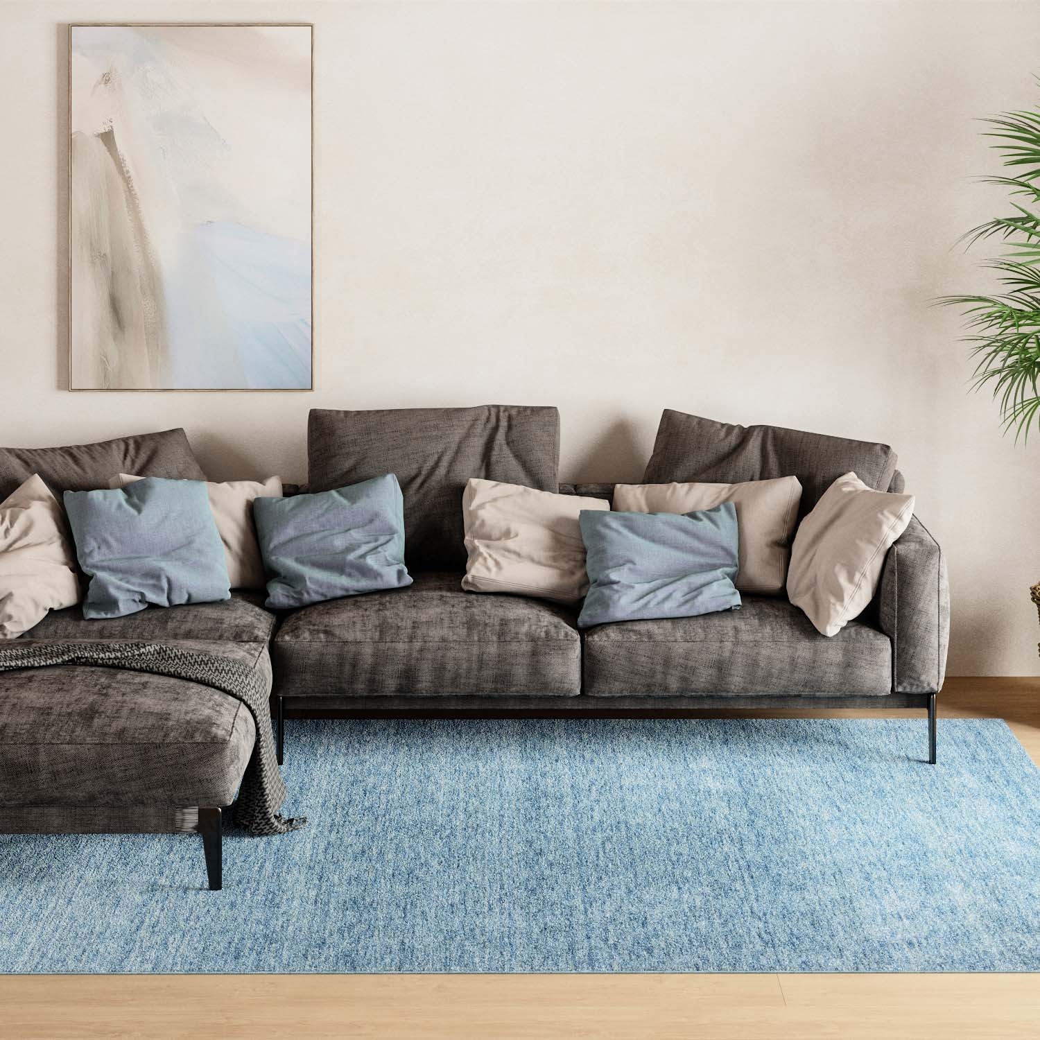 morgenland Wollteppich »Uni - Gabbeh Teppich - Softy«, rund, 1,6 mm Höhe, Gabbeh Optik, Uni Farben, reine Wolle, sehr weicher Flor, Wohnzimmer