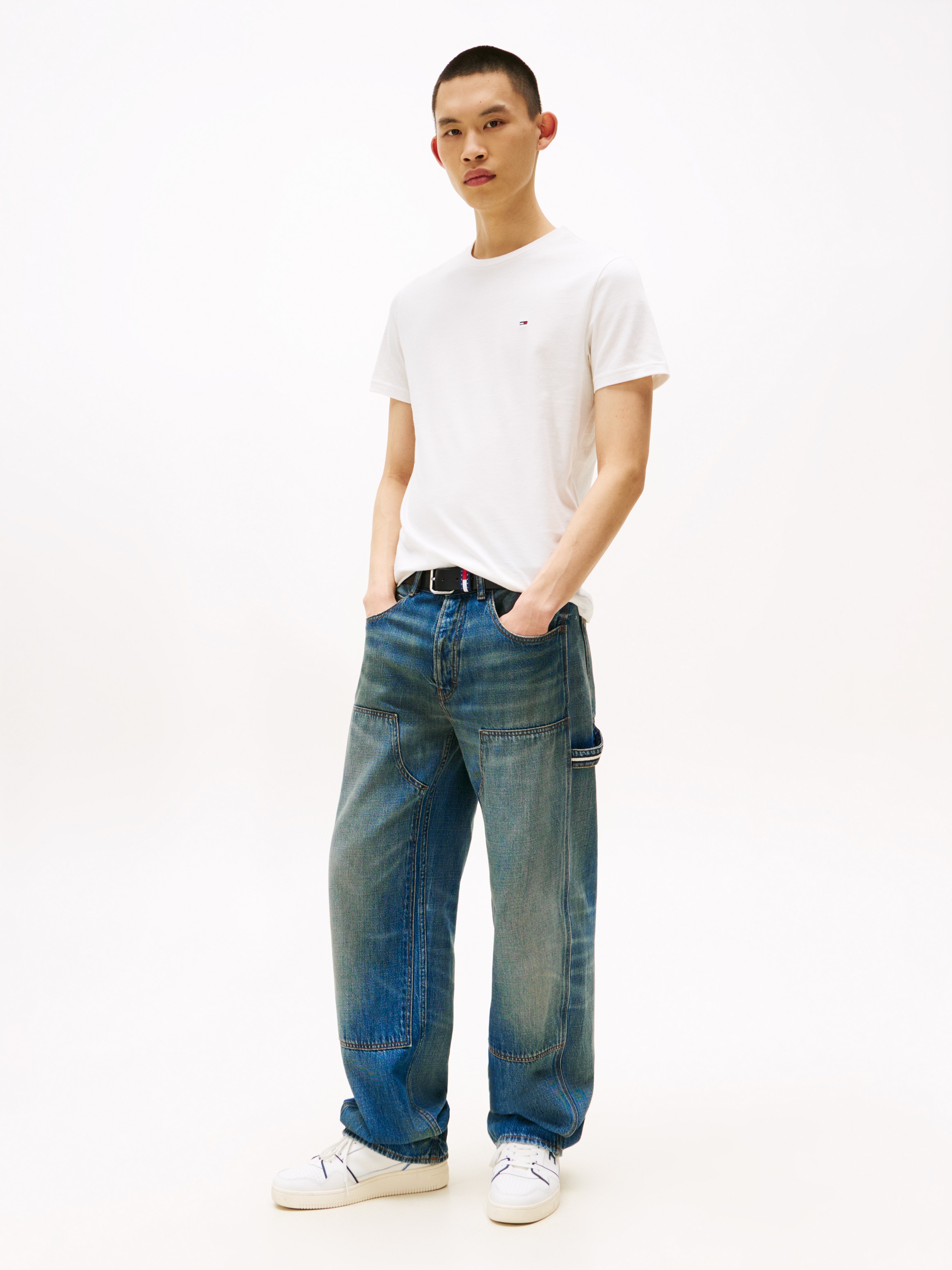 Tommy Jeans Rundhalsshirt »TJM XSLIM 2PACK JERSEY TEE EXT«, (Packung, 2er-Pack), Logostickerei, 2Pack