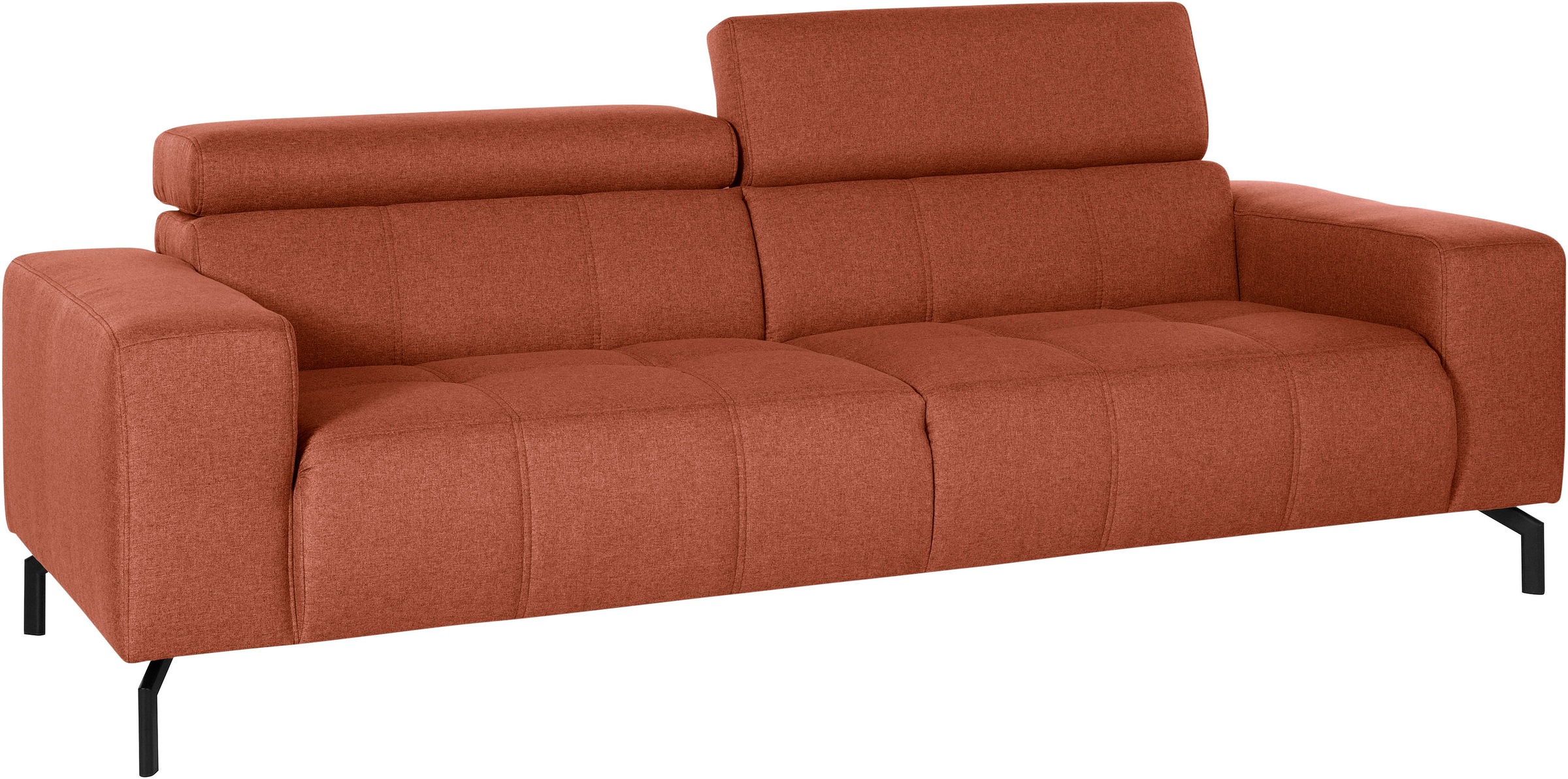 DOMO collection 2,5-Sitzer »Cunelli zeitlos und elegant, moderne Sitznähte als Designelement,«, wahlweise mit 6-fach verstellbaren Kopfteilen, fester Sitzkomfort