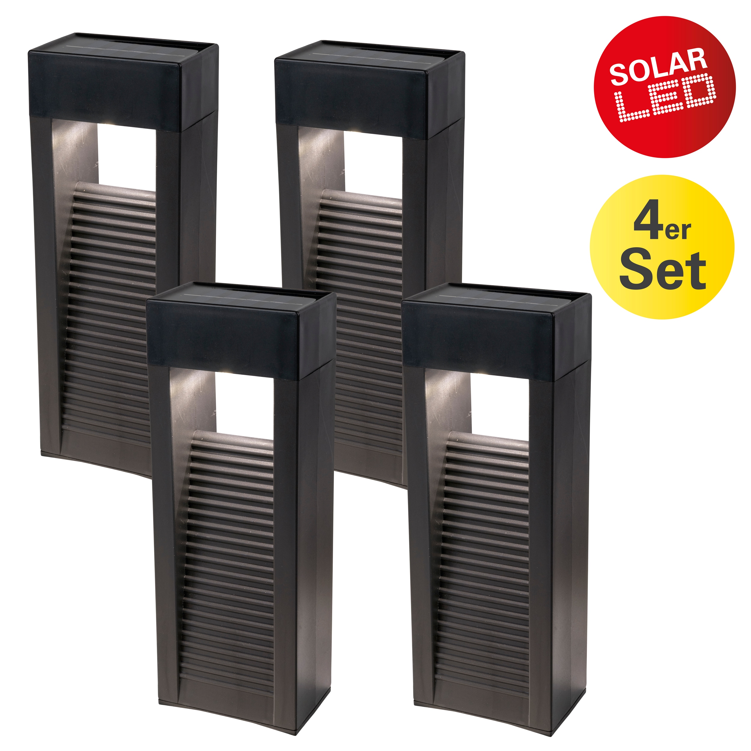 näve LED Solarleuchte "Pulheim" LED-Modul 1 Stk. Warmweiß 4er-Set Dekoleuchten inkl. Erdspieß, schwarz, LED warmweiß, H: 22,3cm
