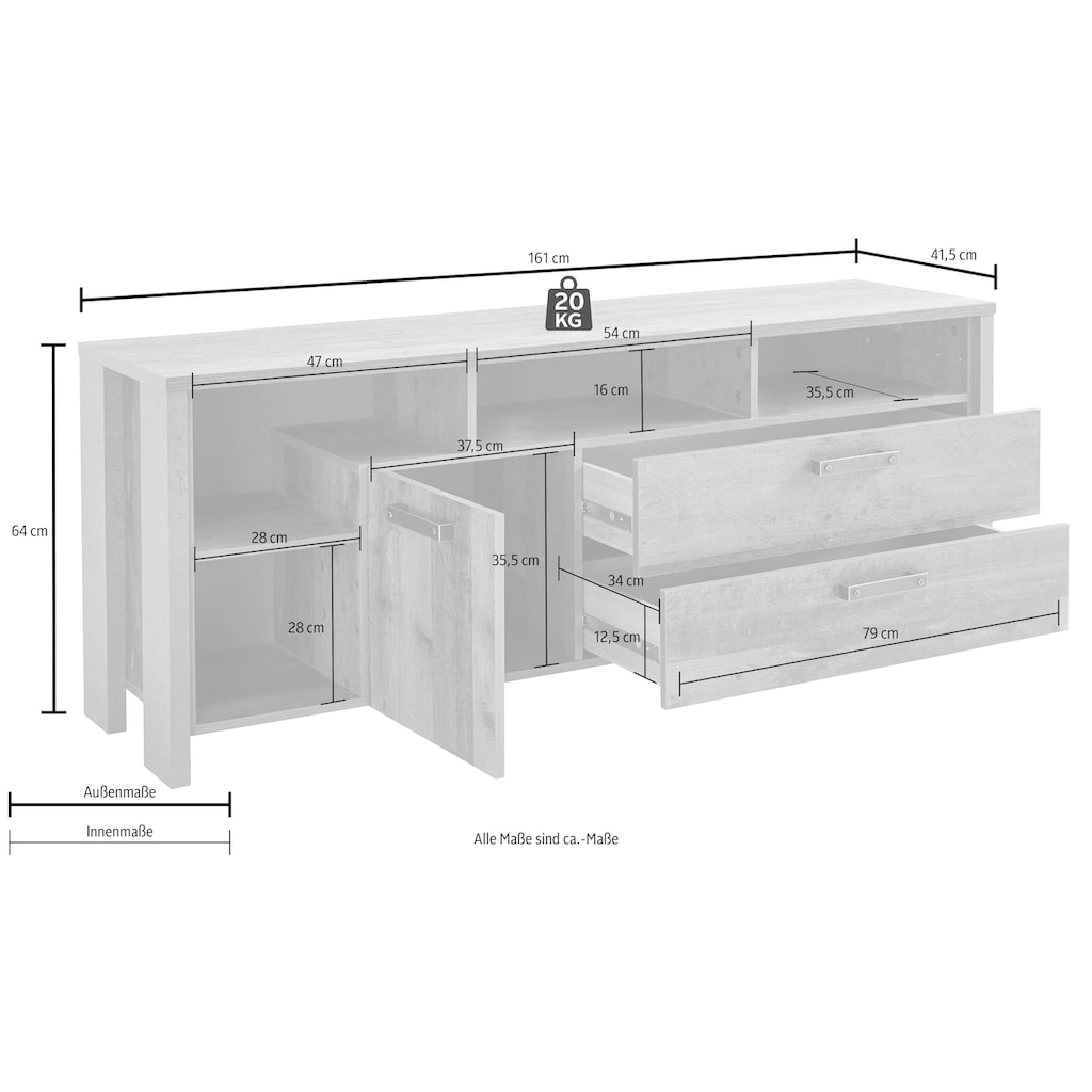 FORTE Lowboard, Breite 161 cm