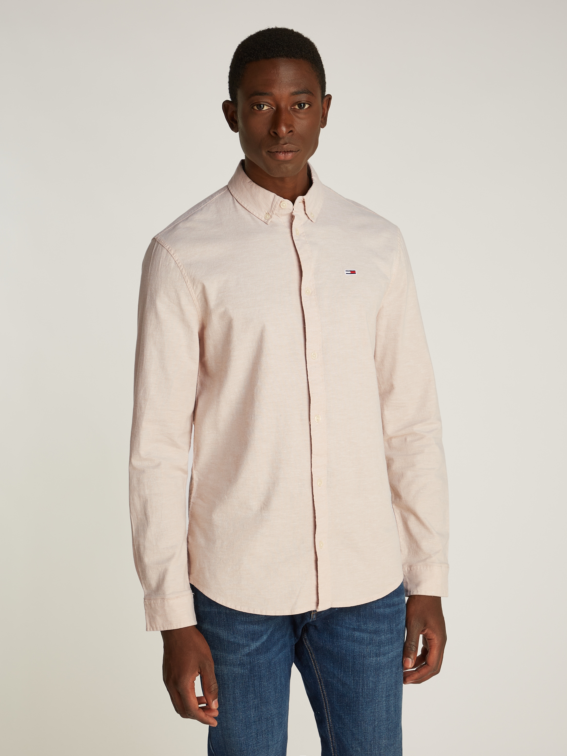 Tommy Jeans Langarmhemd "TJM Slim Stretch Oxford Shirt", mit Flaglabel auf günstig online kaufen