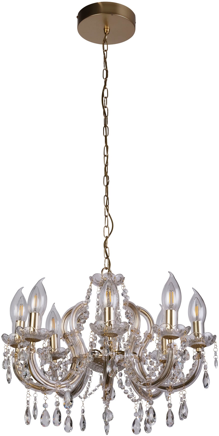 "SEARCHLIGHT Kronleuchter ""Außenleuchte Utah, 8-flammig"", gold (gold und klar), 8, Ø 60cm H: 45cm, 1 Stk., Leuchten, Glamourös, Kronleuchter"