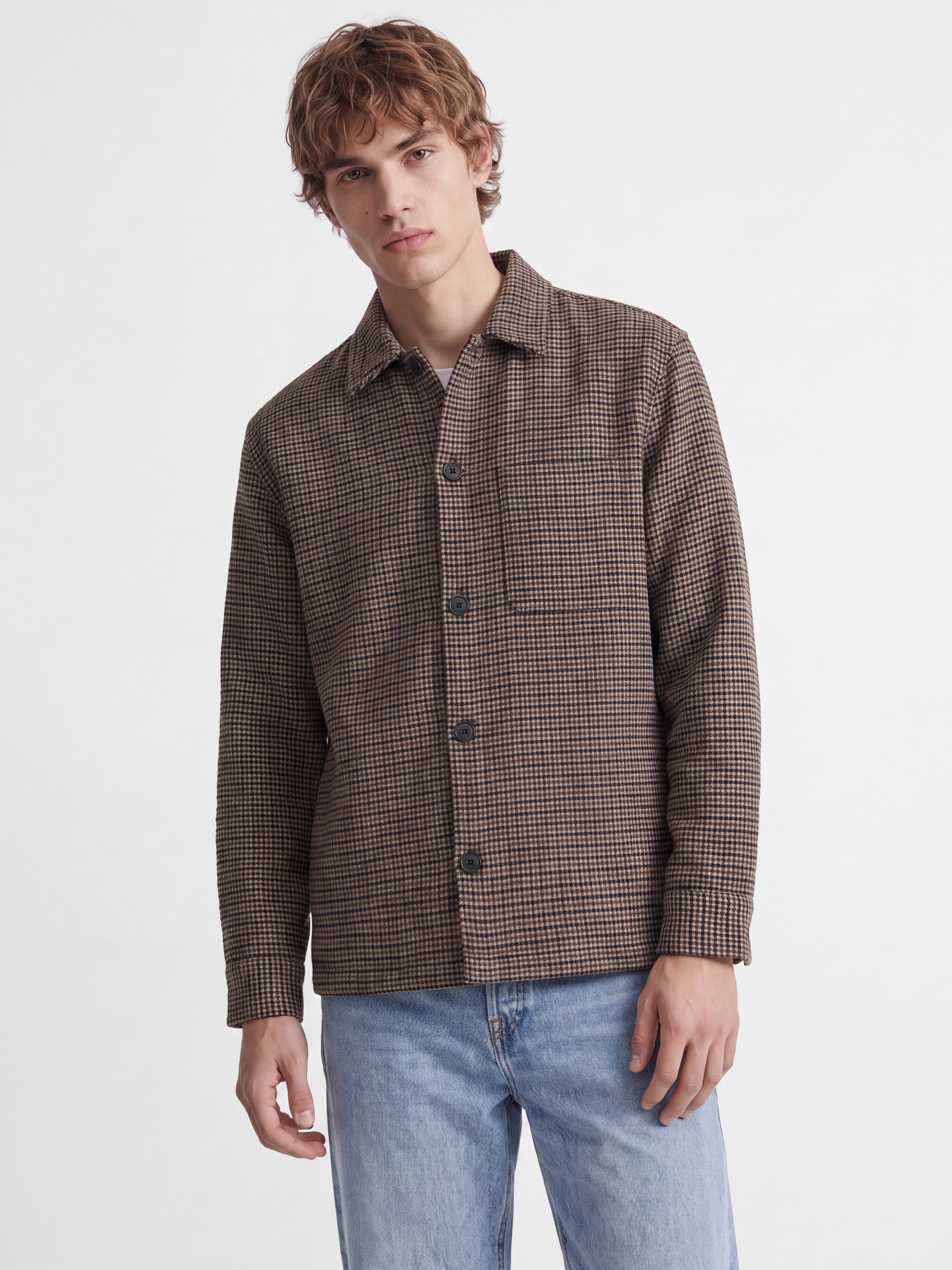 Jack & Jones Langarmhemd "JJESOHO OLLIE OVERSHIRT LS SN" Materialmix, locker geschnitten
