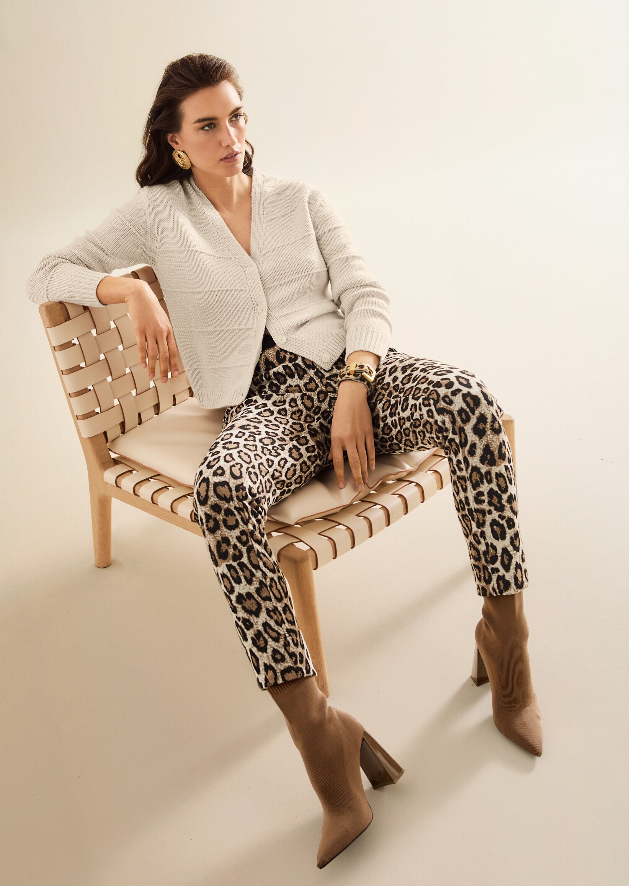 MADELEINE Stoffhose »Schlupfhose Leo-Print Jersey-Hose mit Stretch«