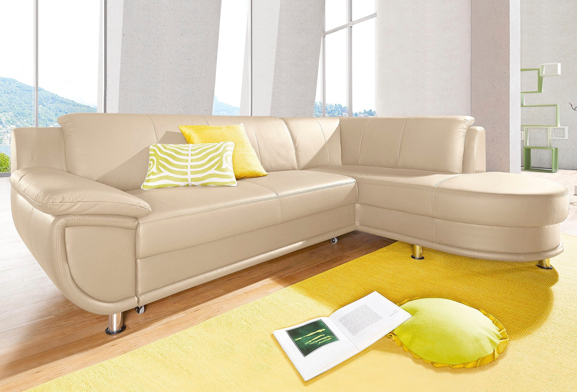 TRENDMANUFAKTUR Ecksofa "Rondo, zeitlos und elegant, bequem, L-Form" wahlweise mit Federkern, wahlweise mit Bettfunktion
