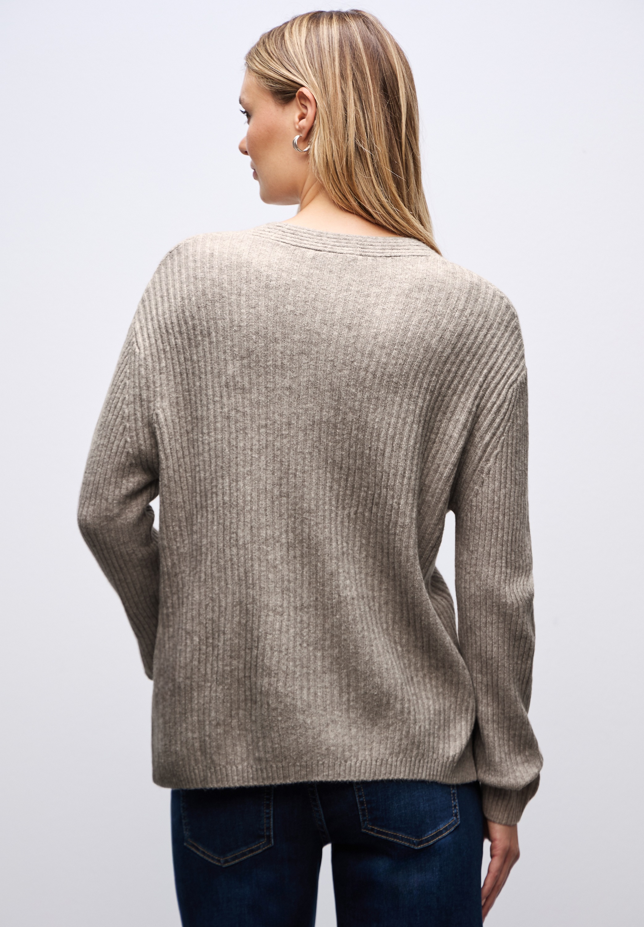 STREET ONE V-Ausschnitt-Pullover in Unifarbe günstig online kaufen