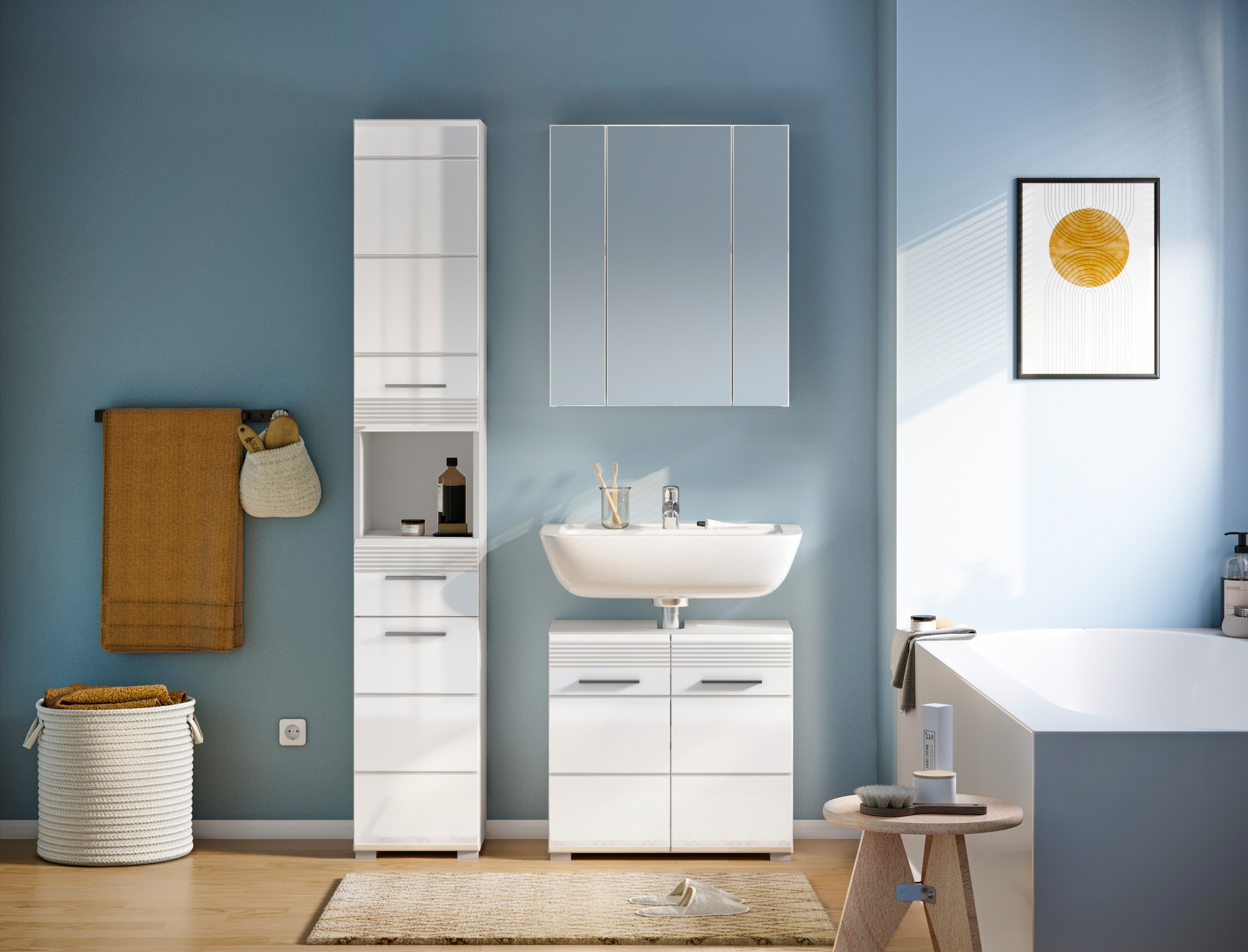 Home affaire Badmöbel-Set "Malmö, 3 teilig, bestehend aus:" 3 Stk. tlg. günstig online kaufen