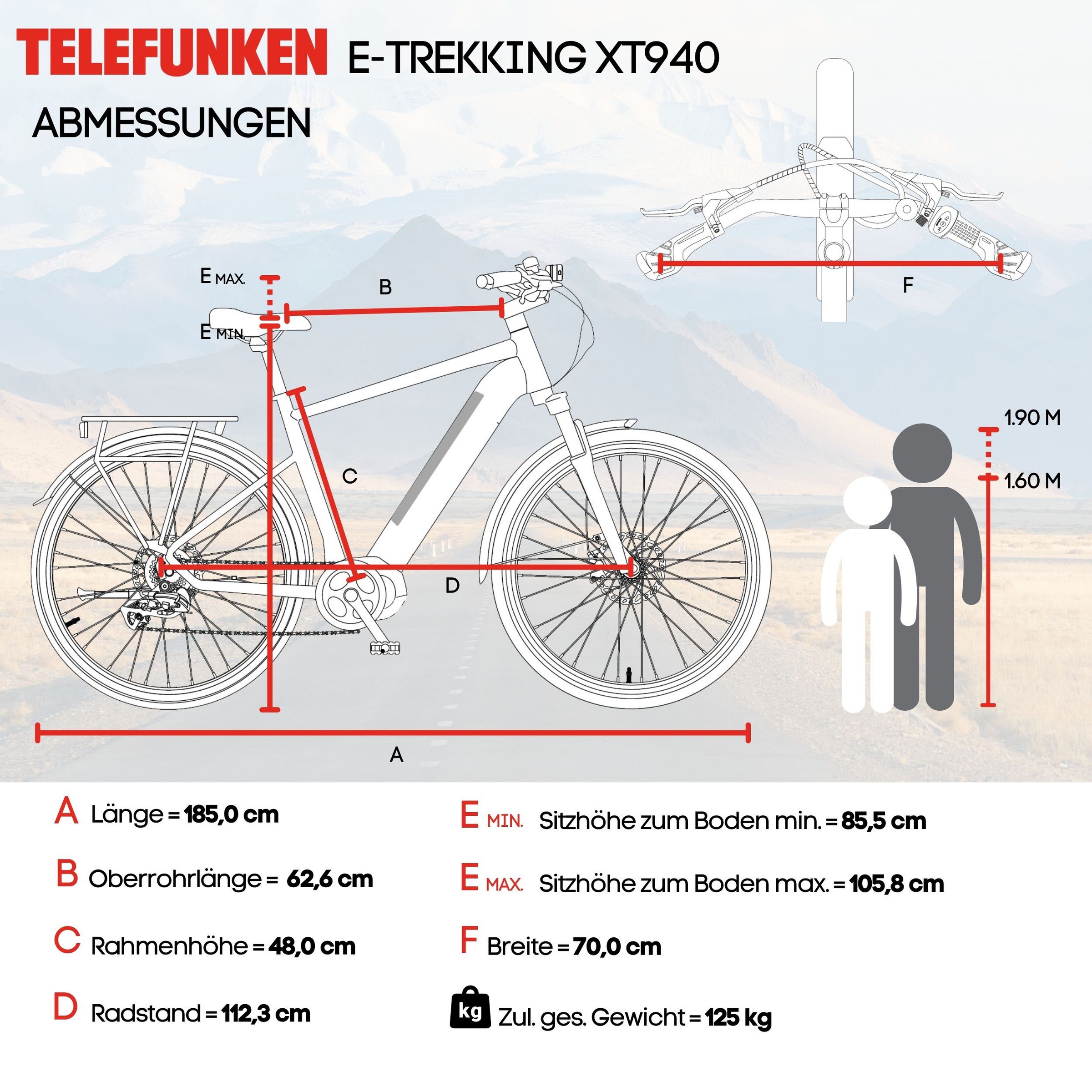 Telefunken E-Bike »E-Trekking Expedition XT490 Damen«, 8 Gang, Shimano, Altus, Heckmotor 250 W, Pedelec, Elektrofahrrad, Damen, innerhalb StVZO, 28 Zoll