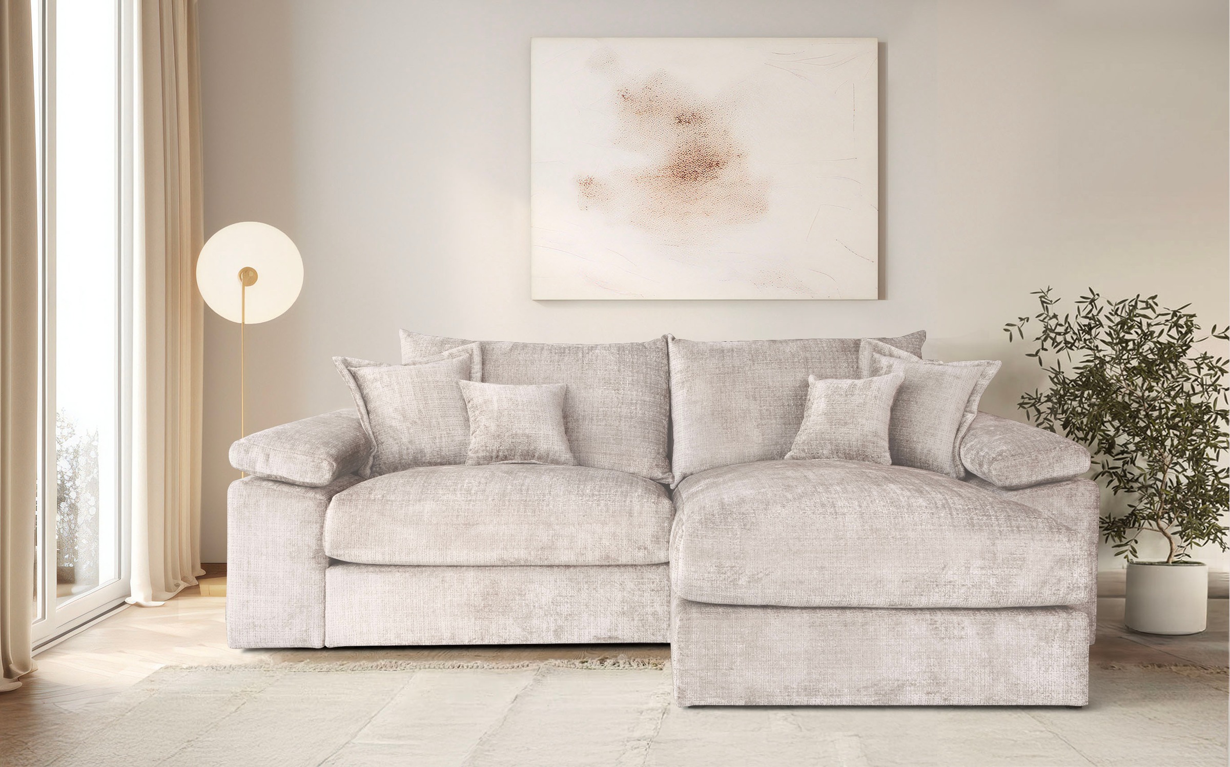 OTTO home 1100000002199 "Soft&Cosy XL L-Form, B: 246 cm - OTTO. Verlässliche Qualität." Mega-Sofa, Cord oder Chenille-Struktur, mit Federkern & 4 Zierkissen