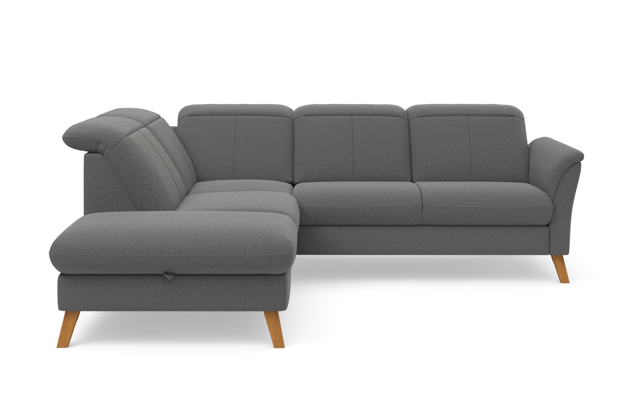 Ecksofa SIT & MORE "Romero L-Form", grau, B:250cm H:91cm T:220cm, 90% Polyester 10%Polyamid, Sofas, Ecksofa, wahlweise mit oder ohne TV-Funktion, Bettfunktion, Bettkasten