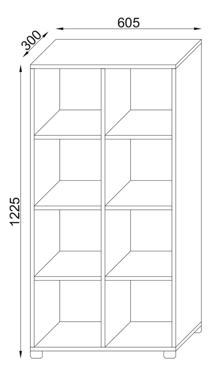 VCM Hochschrank »VCM Holz Badregal | Badschrank | Maße: H. 123 x B. 60 x T. 30 cm | Raumteiler | stehend - Benos-2x4 Fach«, (1 St.)