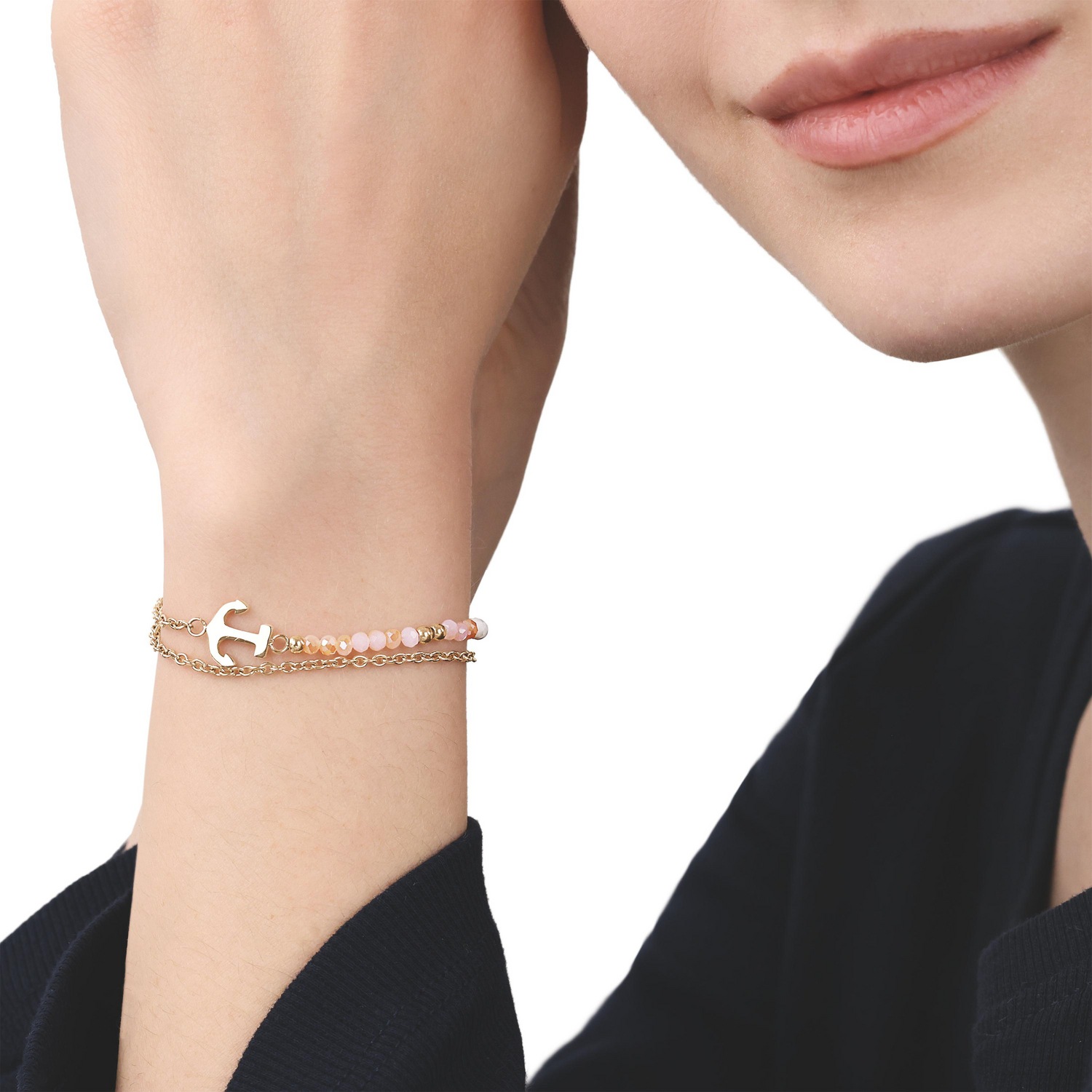 TOM TAILOR Armband »Schmuck Geschenk Edelstahl Anker« mit Glassteine