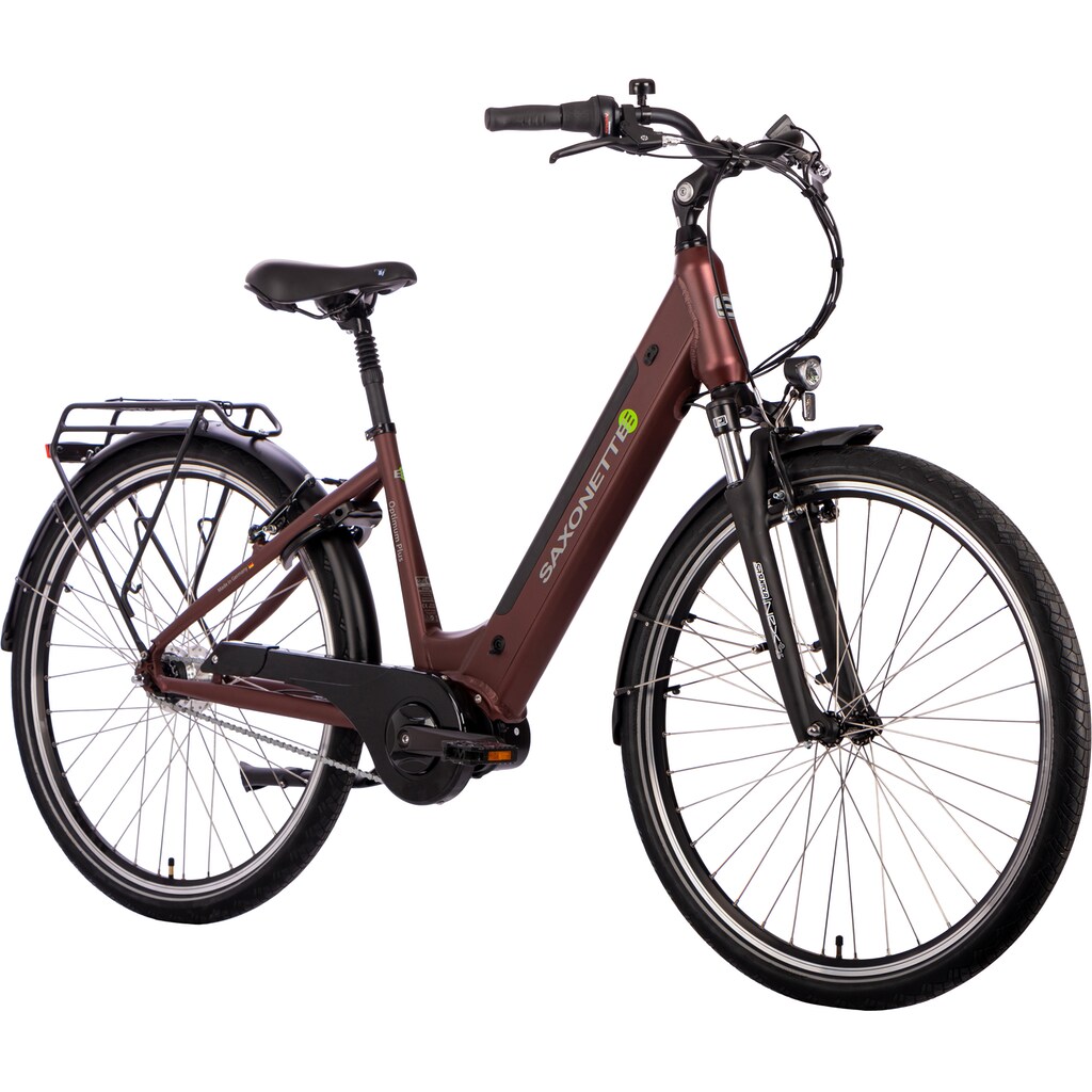 SAXONETTE E-Bike »Optimum Plus«, 7 Gang, Mittelmotor 250 W, E-Bike Citybike, integriertes Rahmenschloss