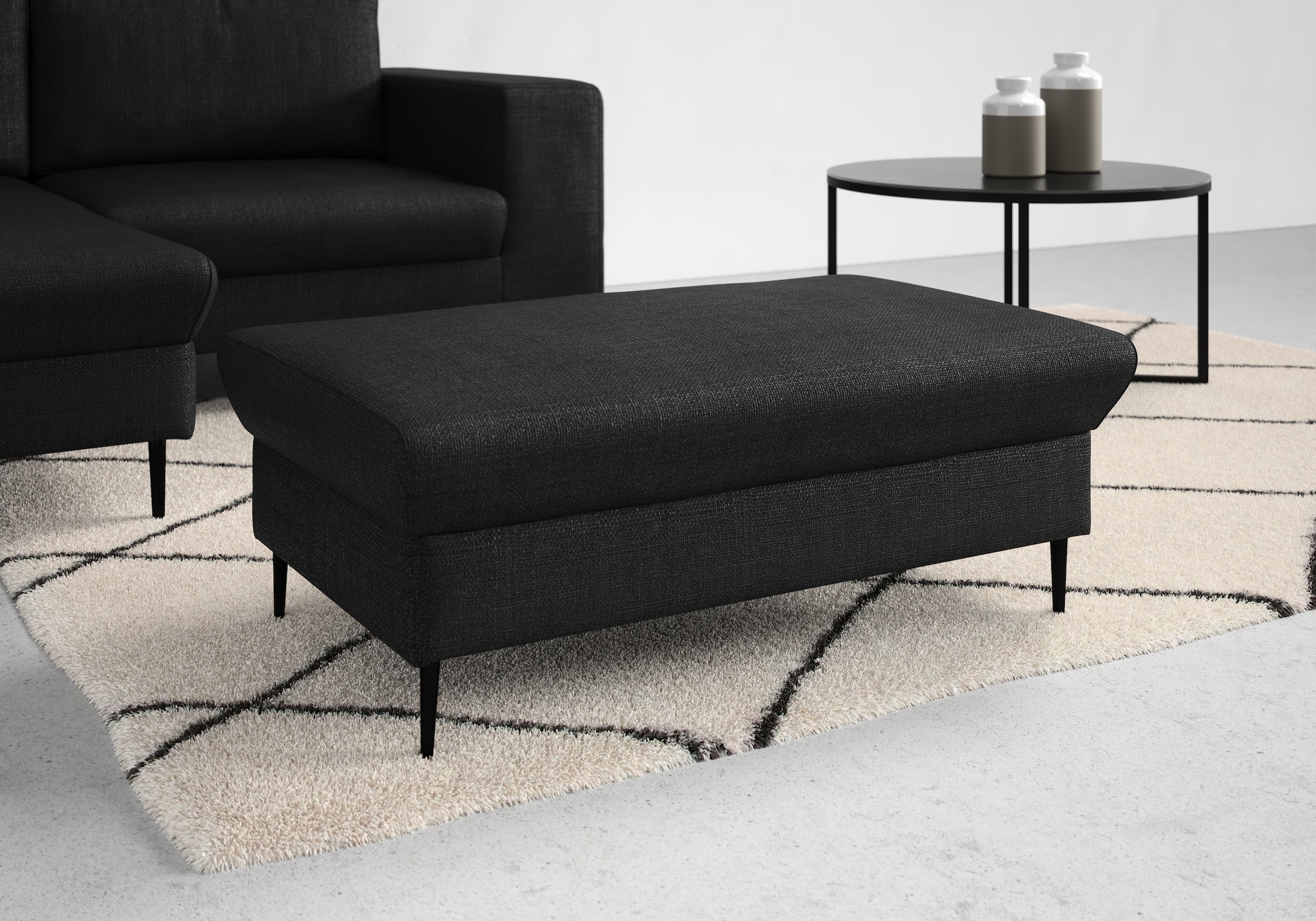 DOMO collection Sitzhocker "Modica" Auch in Cord, Fußhöhe passend für gängige Saugroboter