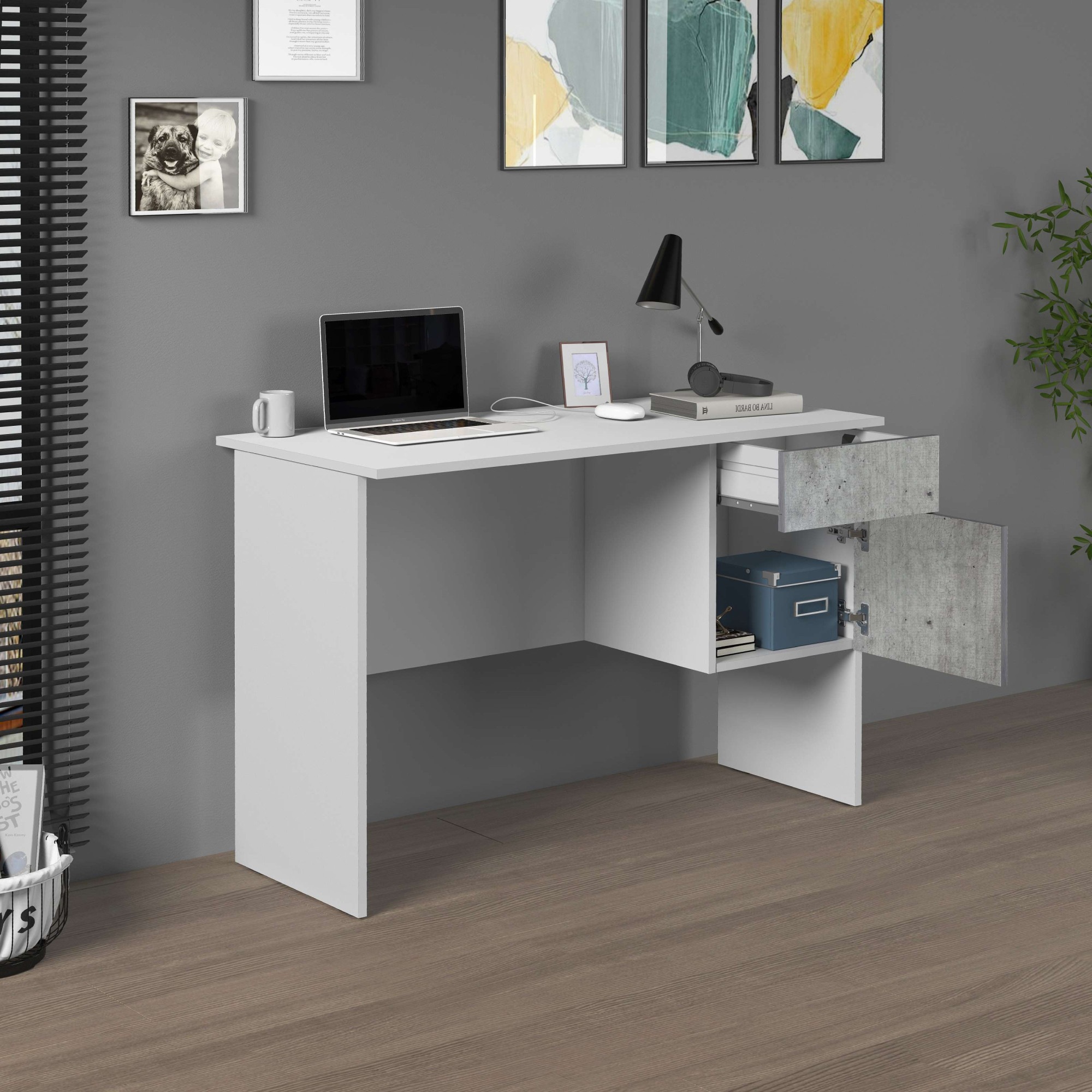 INOSIGN Schreibtisch »Coro, kleiner Computertisch, Bürotisch«, mit 1 Tür & 1 Schublade, Breite 110 cm, Made in Italy