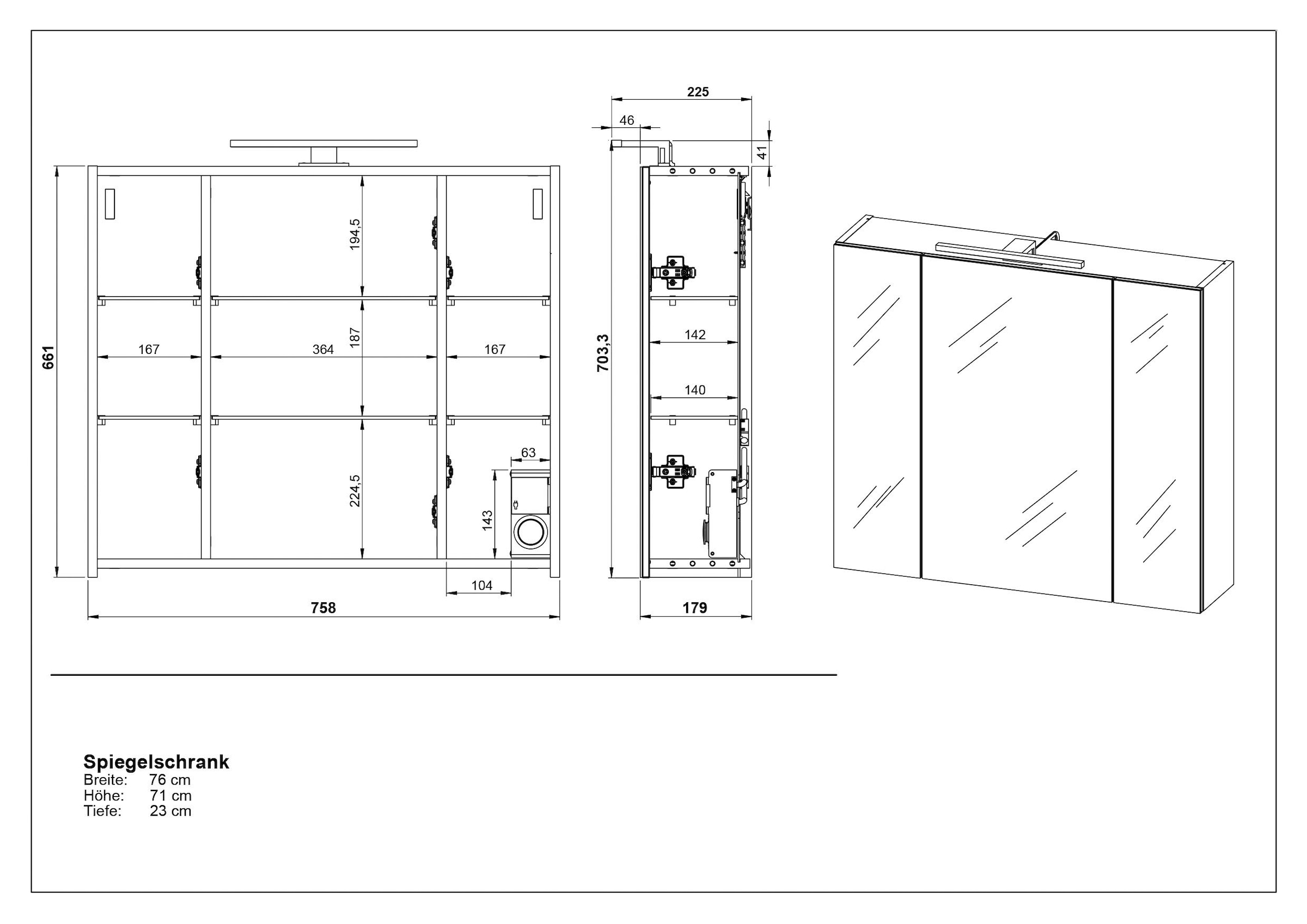 GERMANIA Badmöbel-Set »Yonkers«, Set bestehend aus Waschbeckenunterschrank,  Spiegelschrank, Hochschrank kaufen | BAUR | Badmöbel-Sets