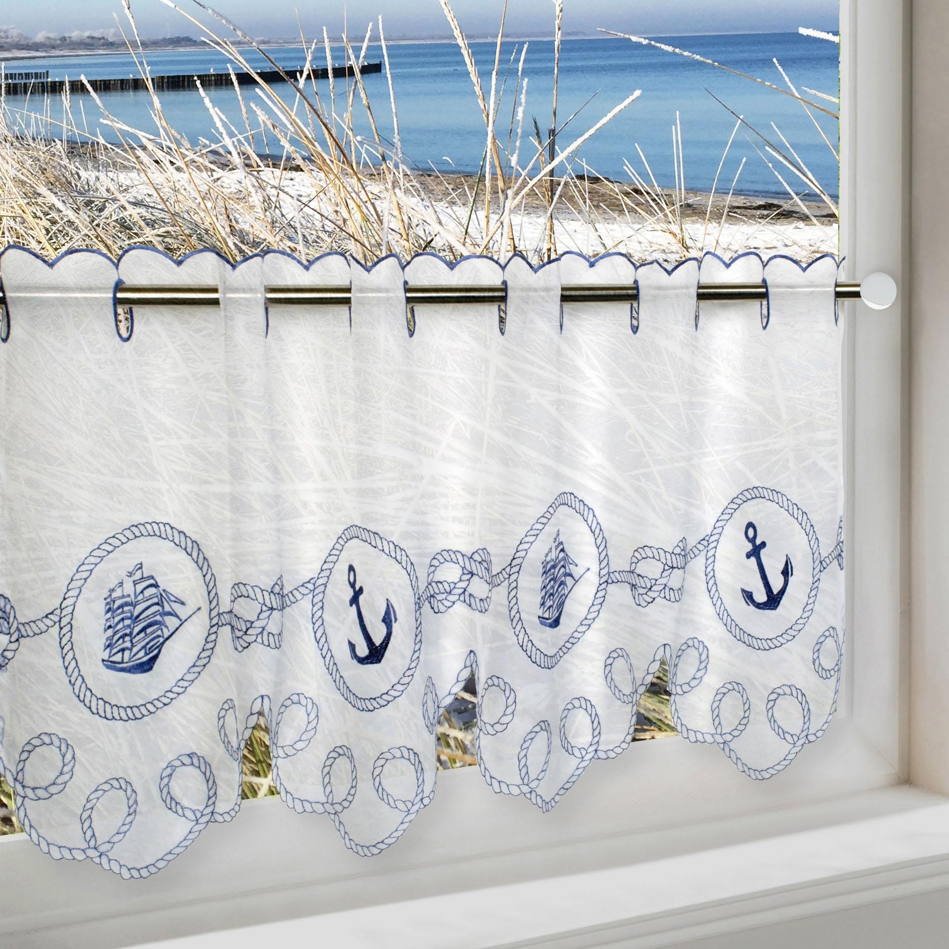Delindo Lifestyle Scheibengardine "ANKER SEGELSCHIFF" Stangendurchzug 1 Stk günstig online kaufen