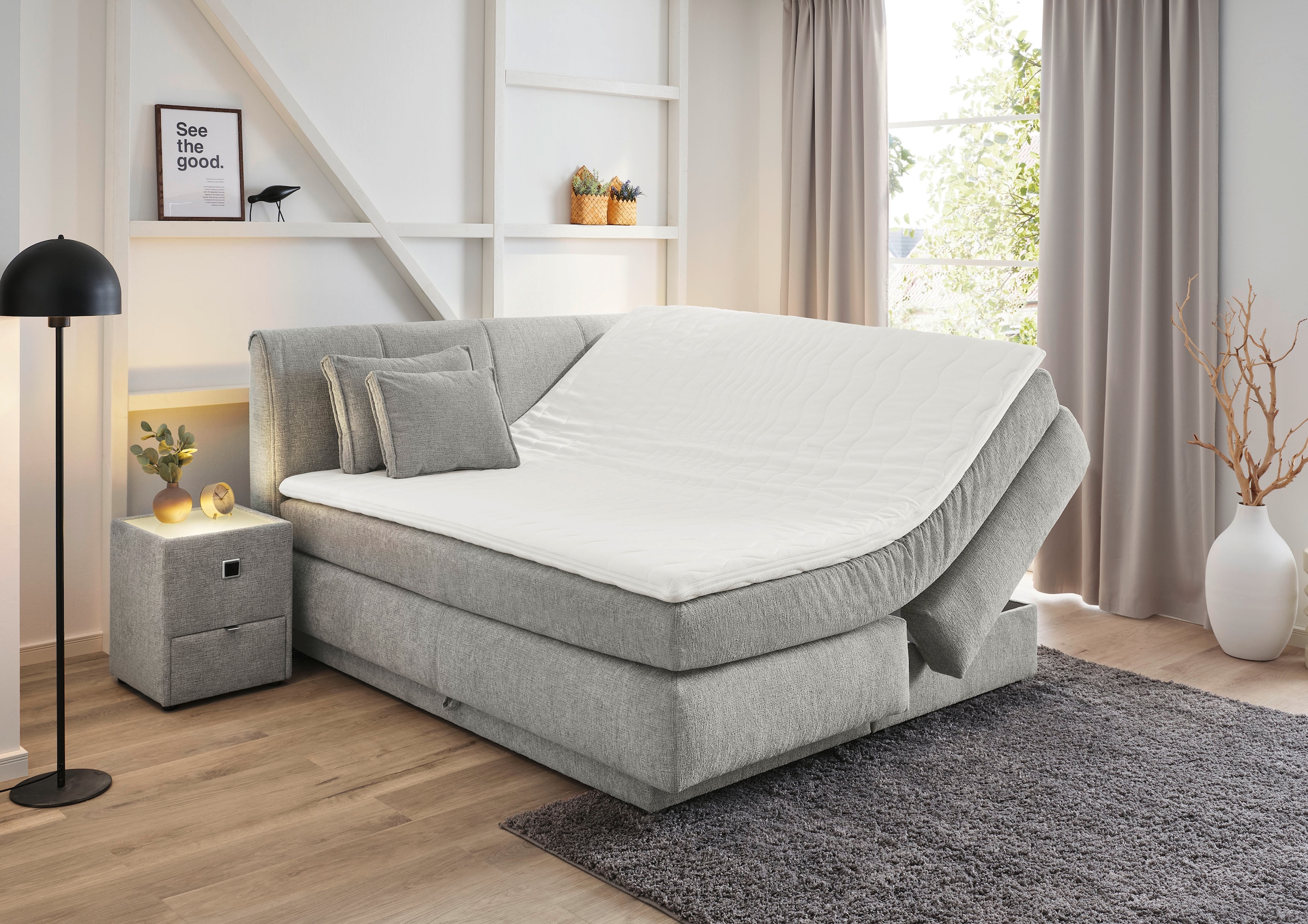 Jockenhöfer Gruppe Boxspringbett »"Carla", OTTOs Choice! Topseller, wahlweise mit oder ohne Bettkasten«, inkl. 4 Kissen, erhältlich in den Breiten 160 & 180cm