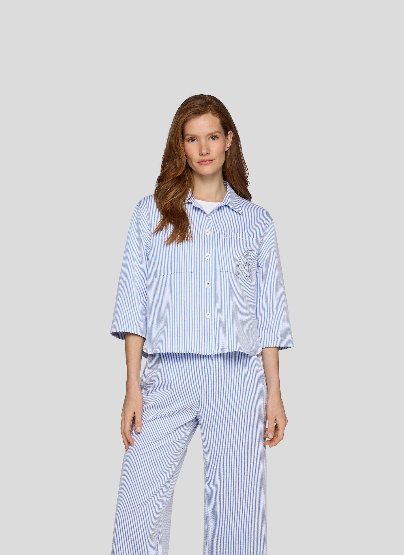 Rabe Klassische Bluse "Rabe Gestreifte Bluse mit 3/4-Arm und dekorativer St günstig online kaufen