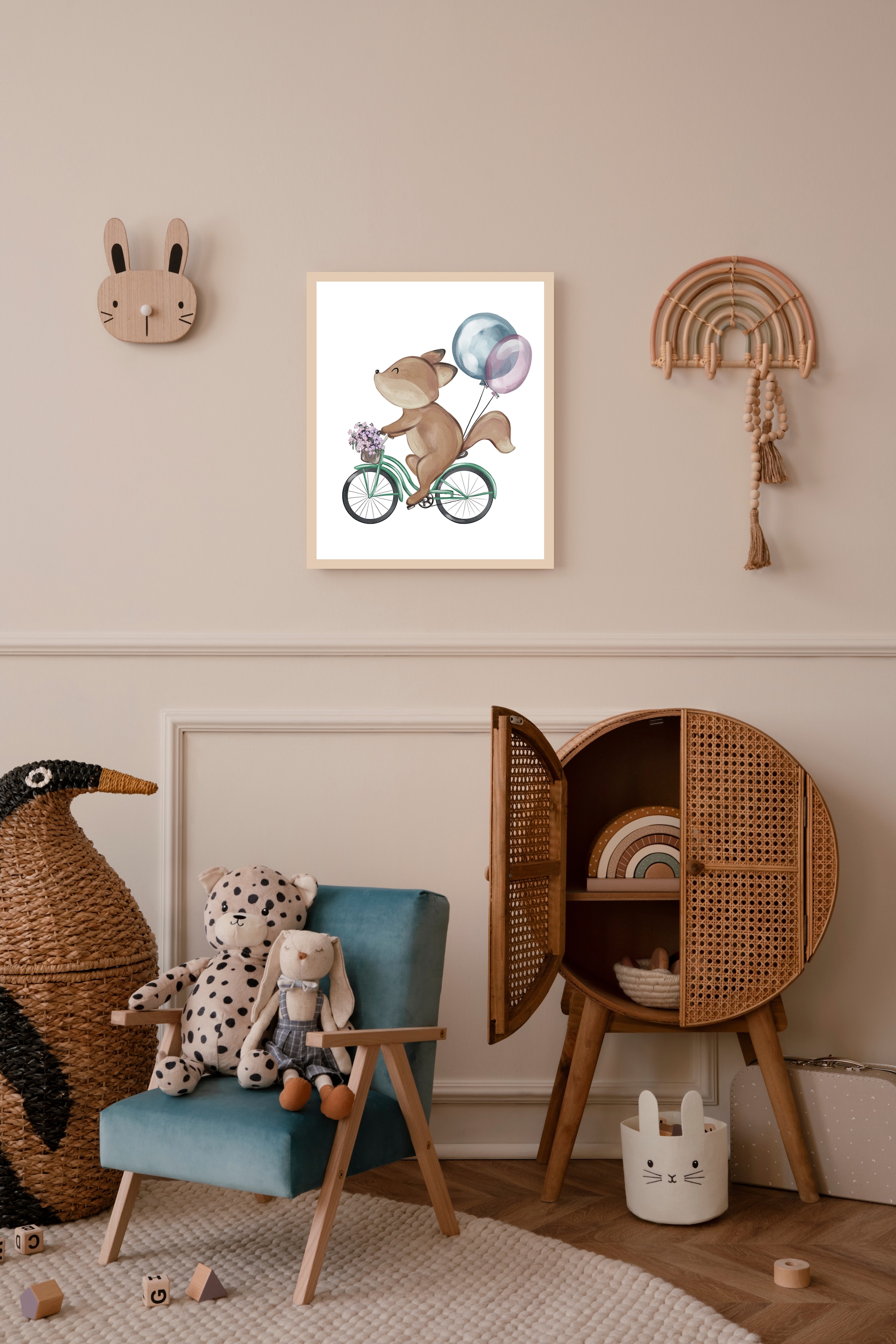 Lüttenhütt Bild mit Rahmen "oder Poster, Blumenkorb und Luftballons", Eichh günstig online kaufen