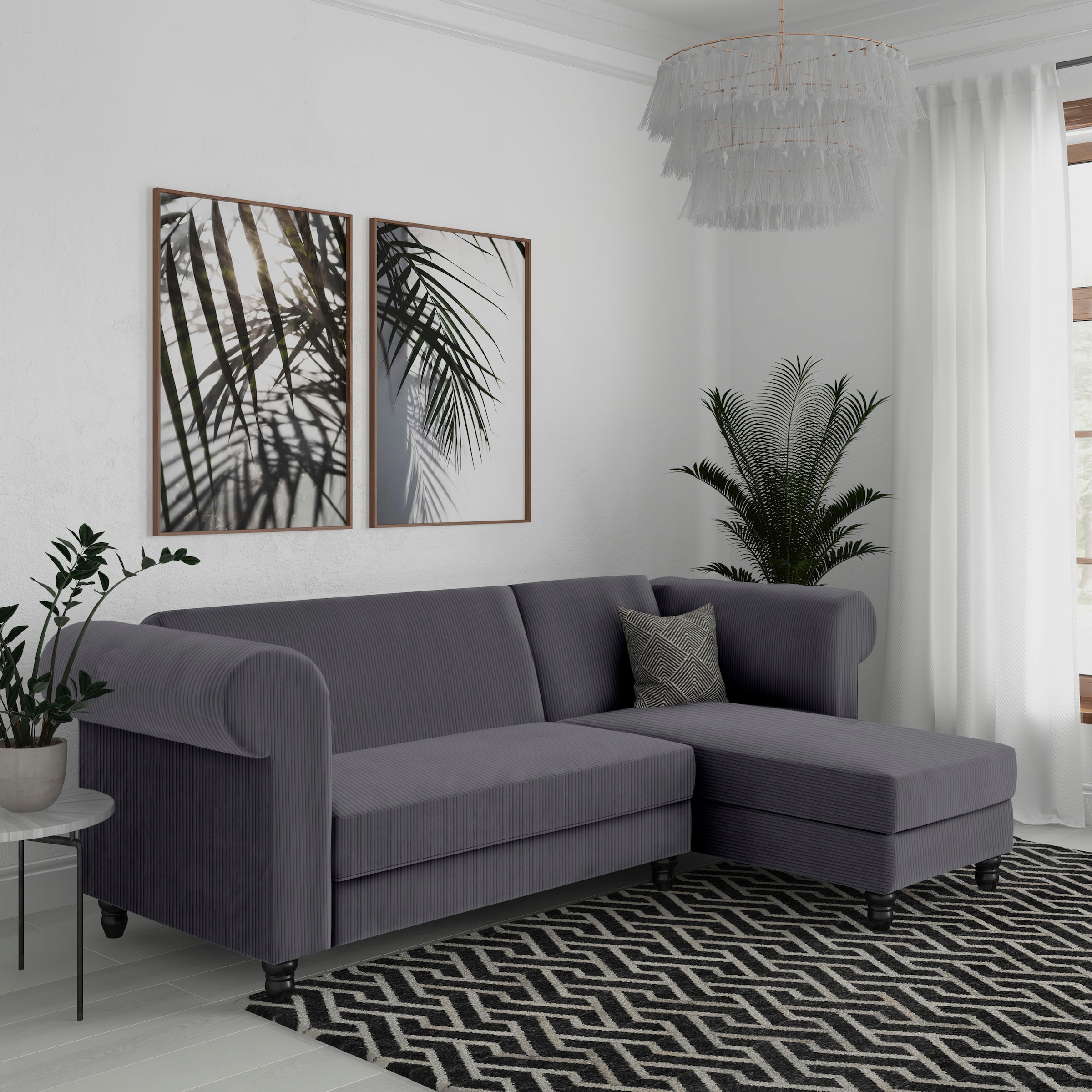 Dorel Home Ecksofa »Felix II, L-Form, Schlafsofa 241cm (Liegefl. 108/195 cm),«, verstellb. Rückenlehne, Recamiere wechselbar, Cord