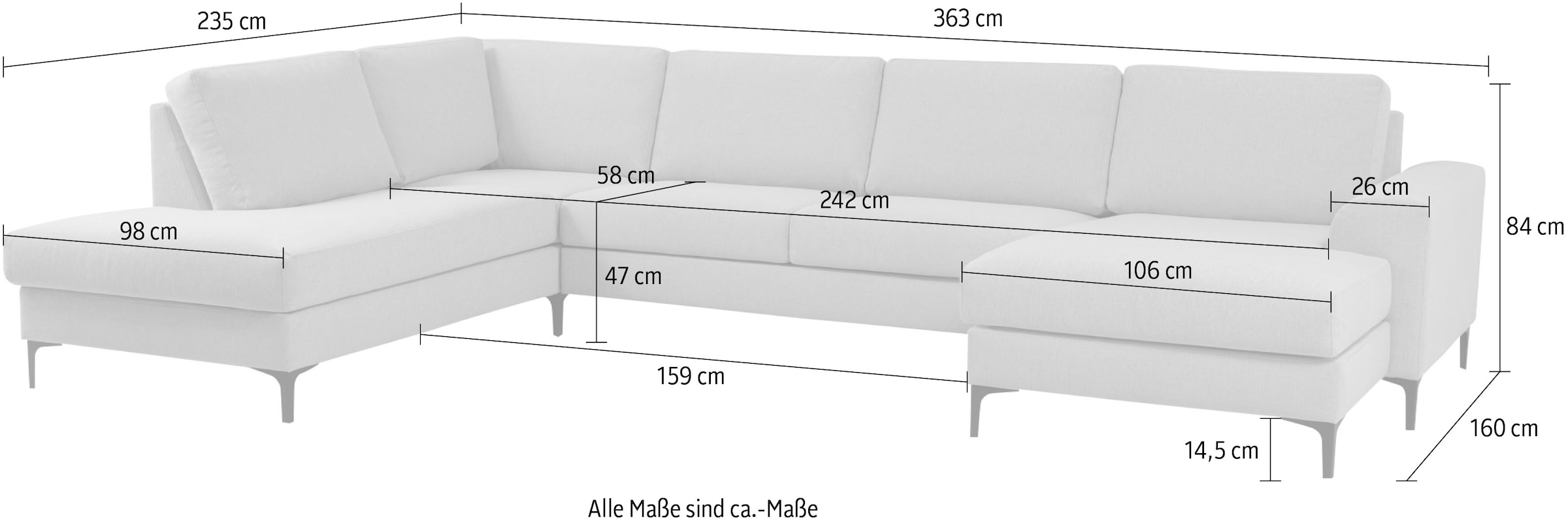 INOSIGN Wohnlandschaft »Henry«, mit Metallbeinen, in modernem Design