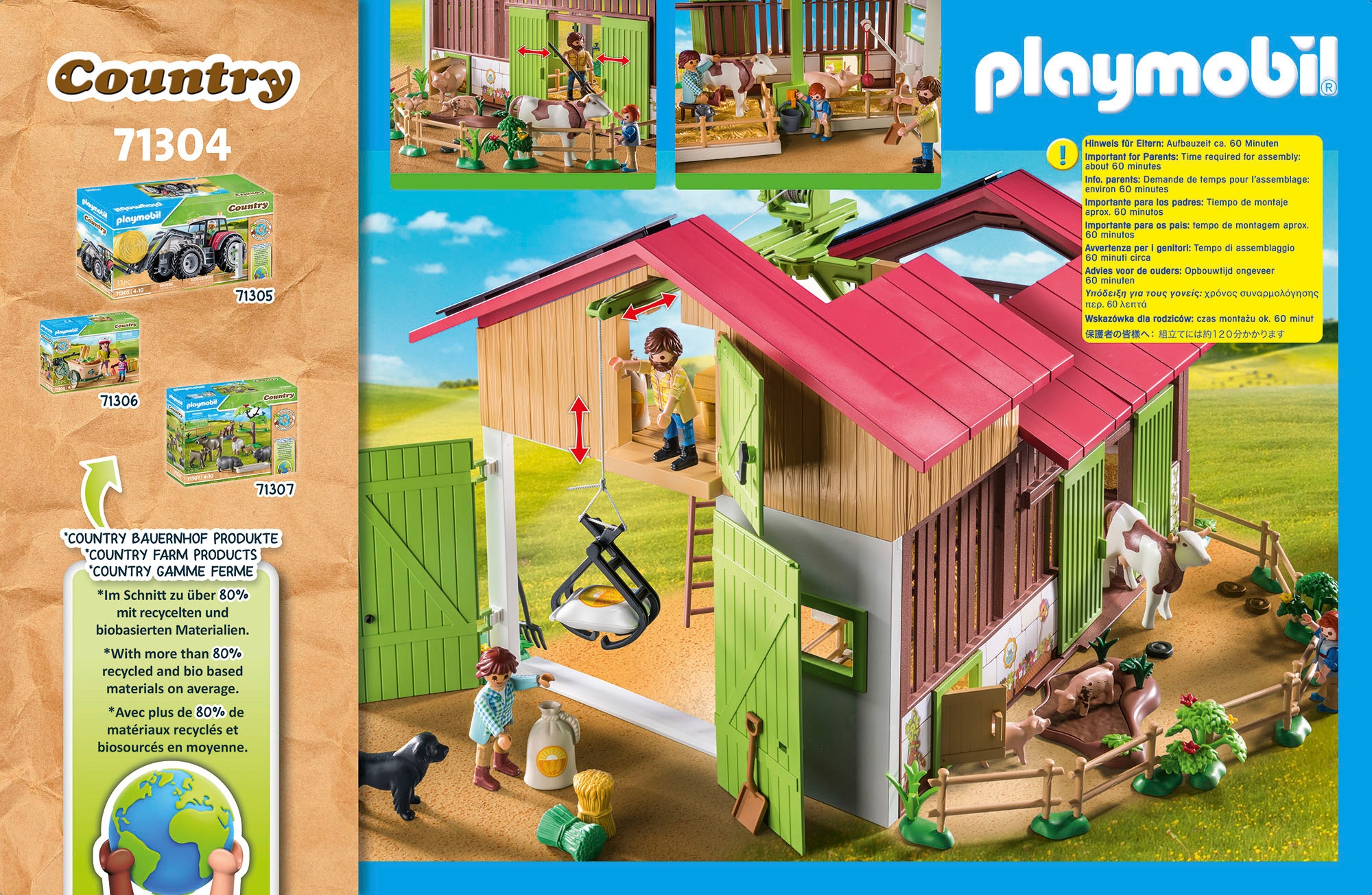 Playmobil® Konstruktions-Spielset »Großer Bauernhof (71304), Country«, (182 St.), teilweise aus recyceltem Material; Made in Germany